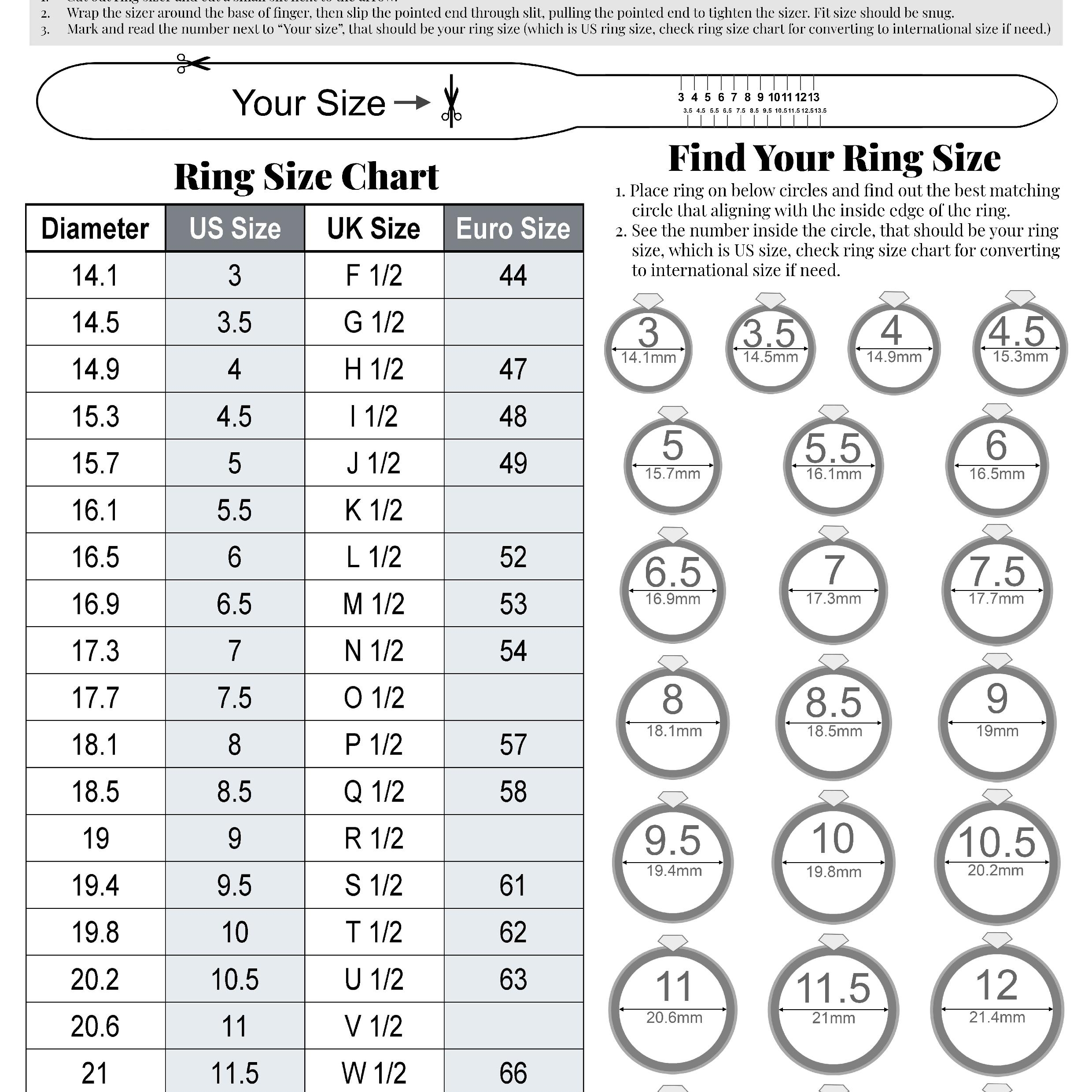finger ring size chart finger ring size chart
