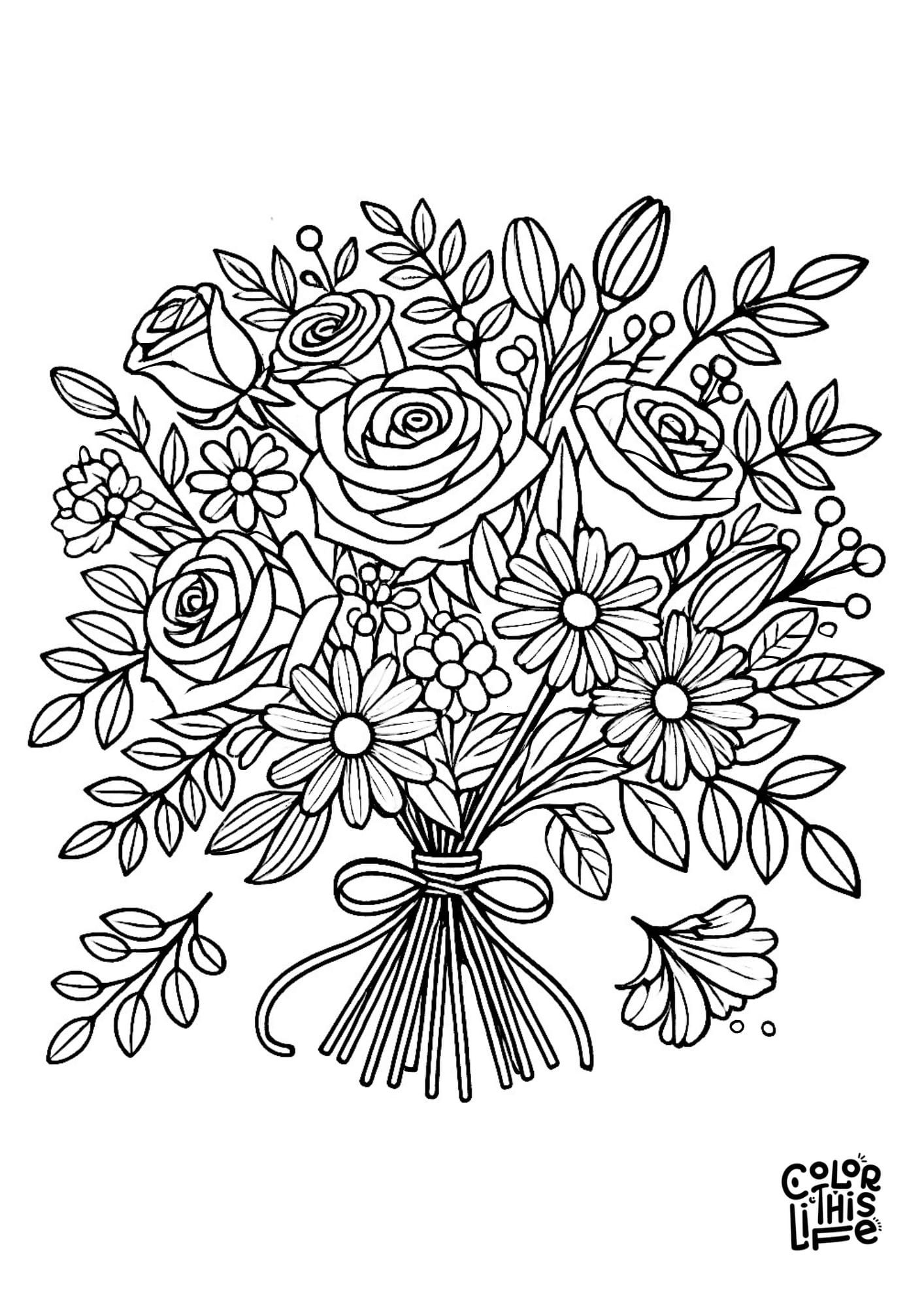 flower bunch coloring pages