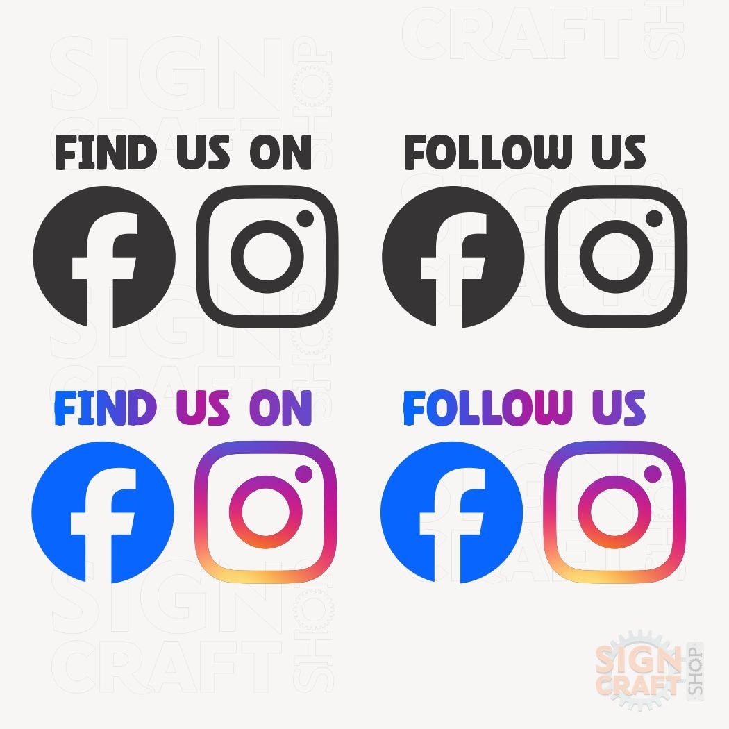 Follow Us On Instagram Logo Facebook Logo Digital Files Pdf Png SVG EPS Digital File Sticker Making Cricut Silhouette DTF Files Etsy