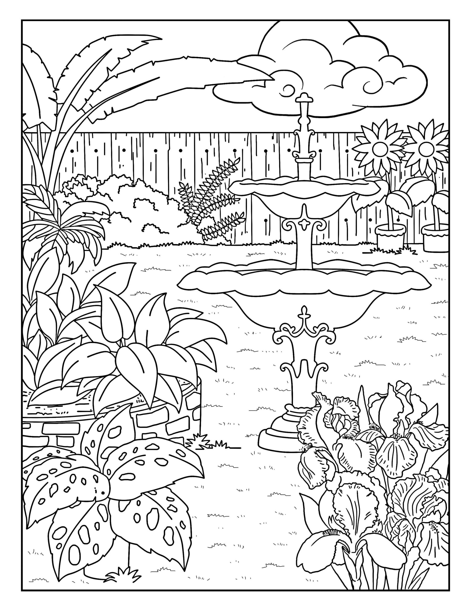 Fountain garden Gallery Coloring Pages For Adults 1 Printable Coloring Page Instant Download PDF Etsy Fountain garden Gallery Coloring Pages For Adults 1 Printable Coloring Page Instant Download PDF Etsy