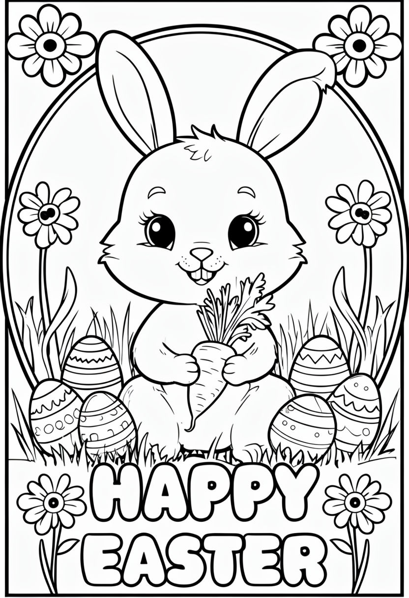 Free And Customizeable Coloring Page Of A Rabbit Surrounded By Easter Eggs Easter Holiday Intricate Details To Color Templates Playground