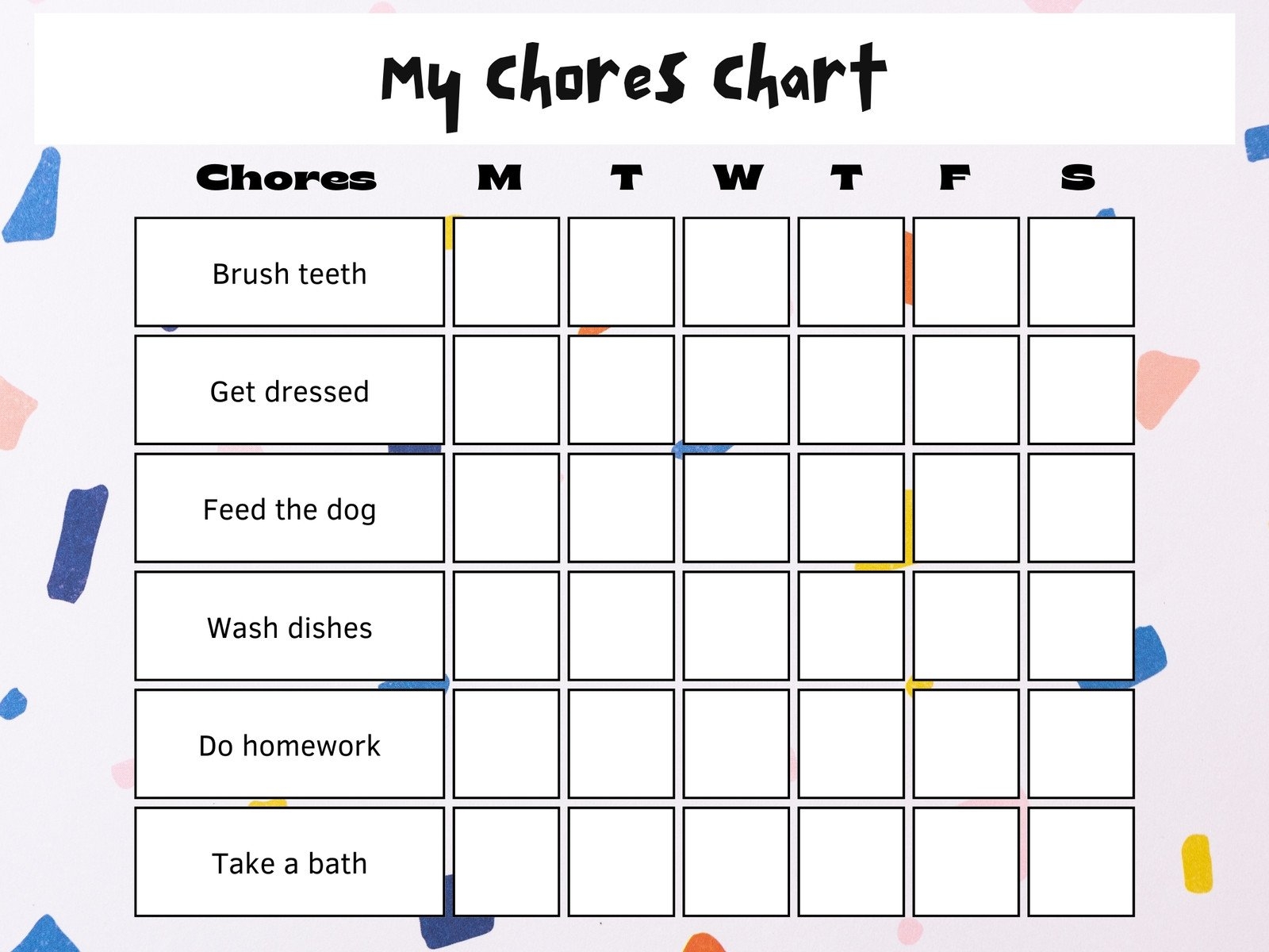 free printable chore charts