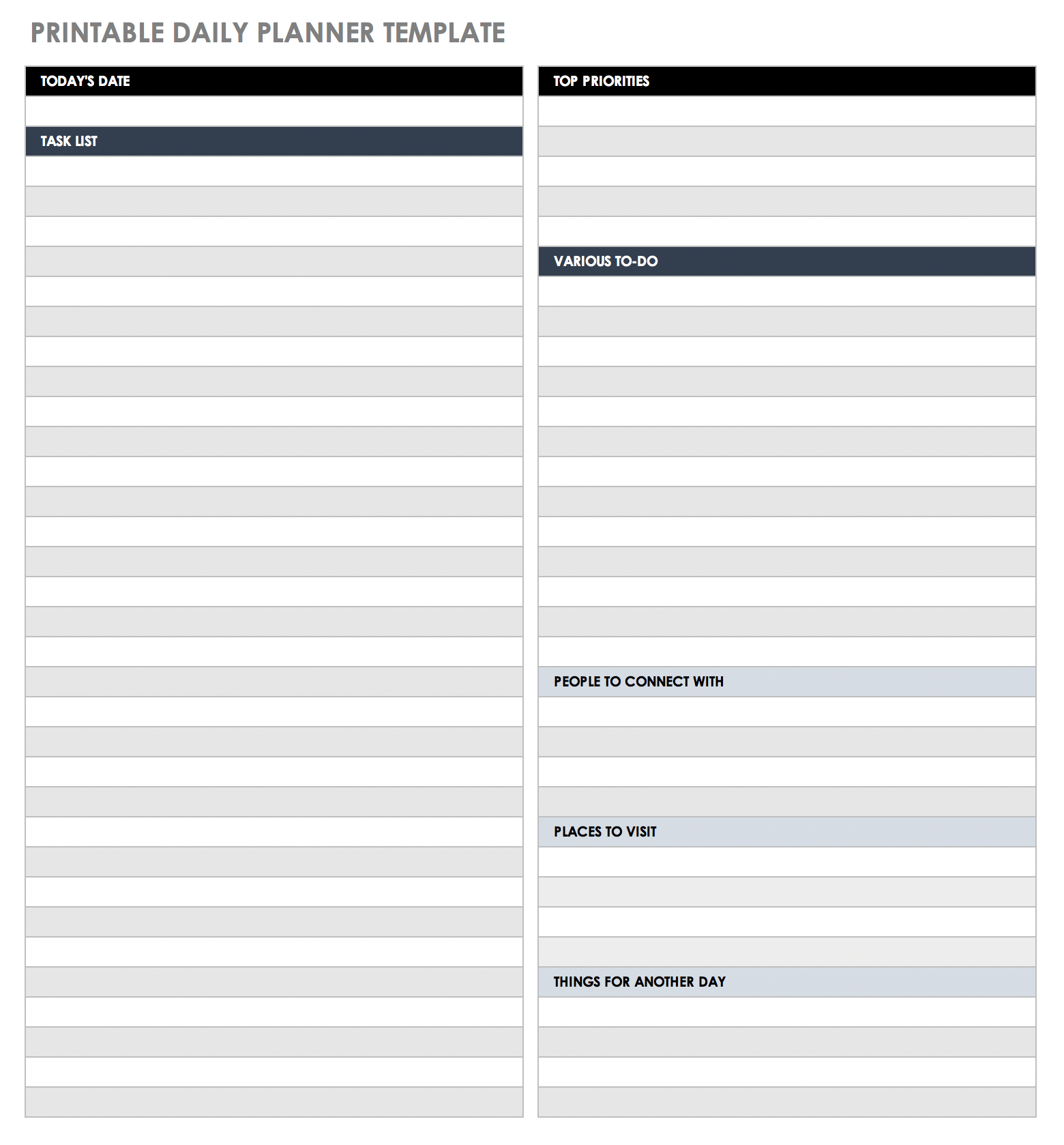 day to day schedule template
