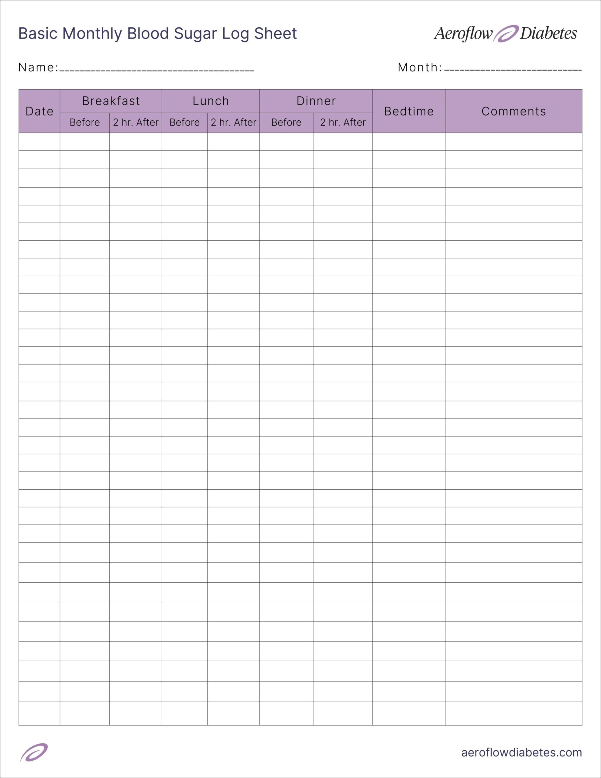 Free Printable Blood Glucose Log Sheet
