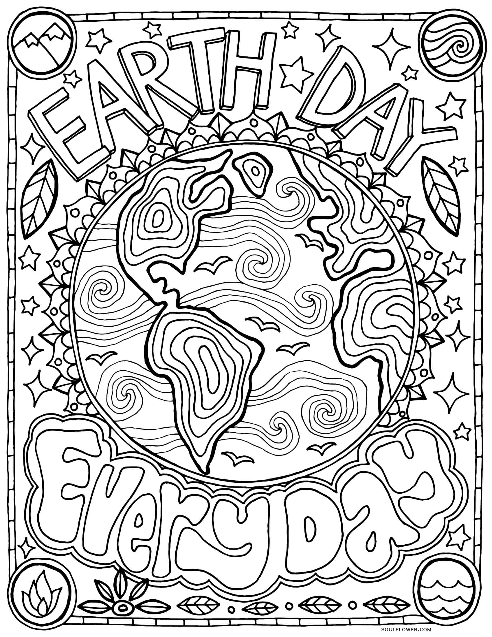 Free Earth Day Coloring Page Soul Flower Blog Free Earth Day Coloring Page Soul Flower Blog