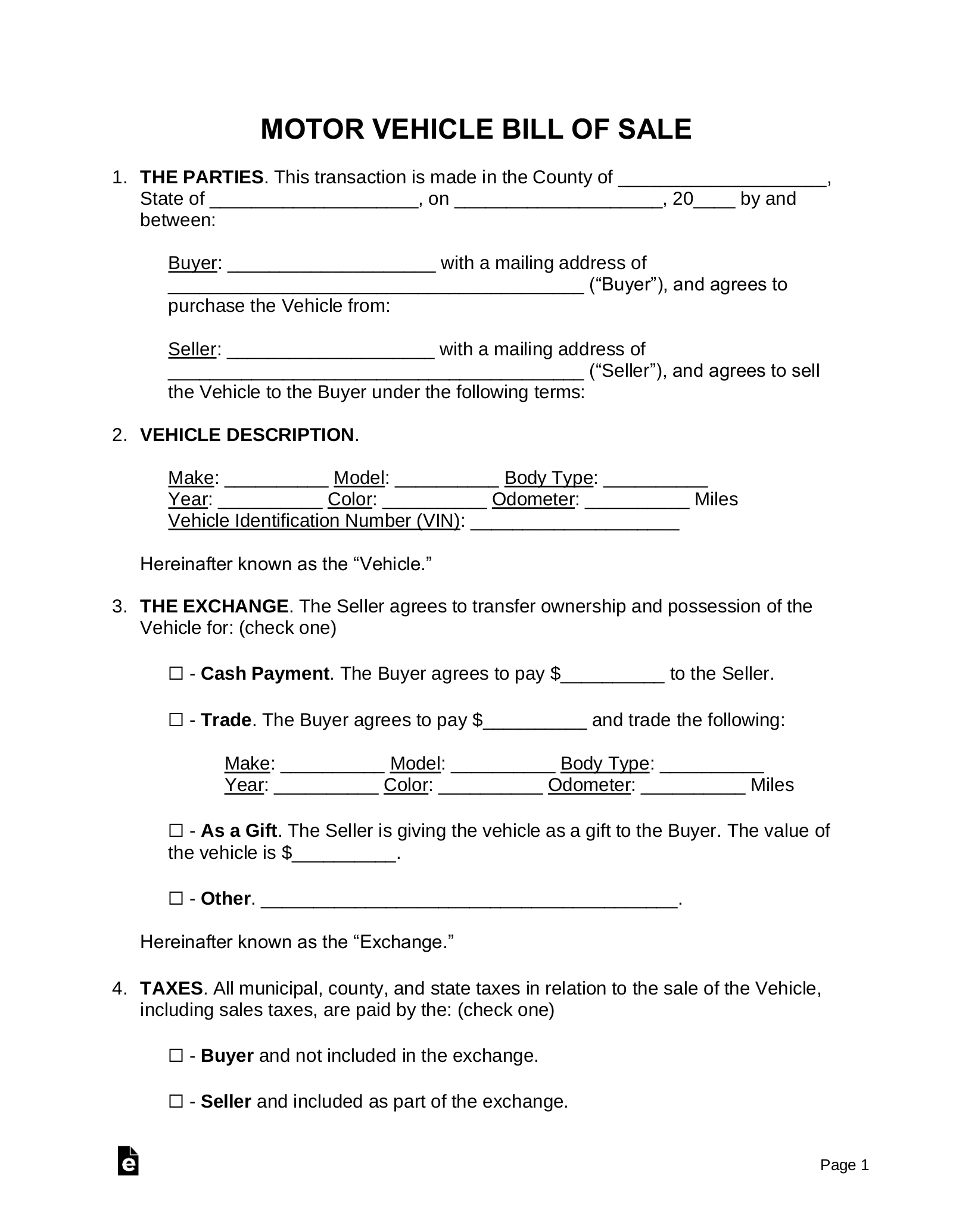 Free Motor Vehicle DMV Bill Of Sale Form PDF Word EForms Free Motor Vehicle DMV Bill Of Sale Form PDF Word EForms