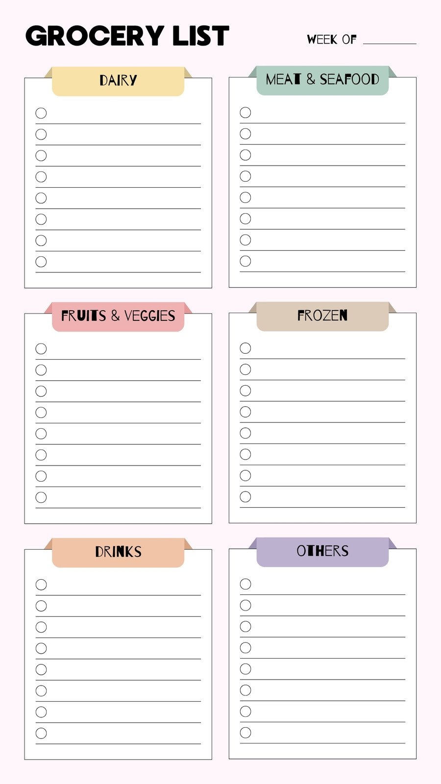 Grocery Store List Template