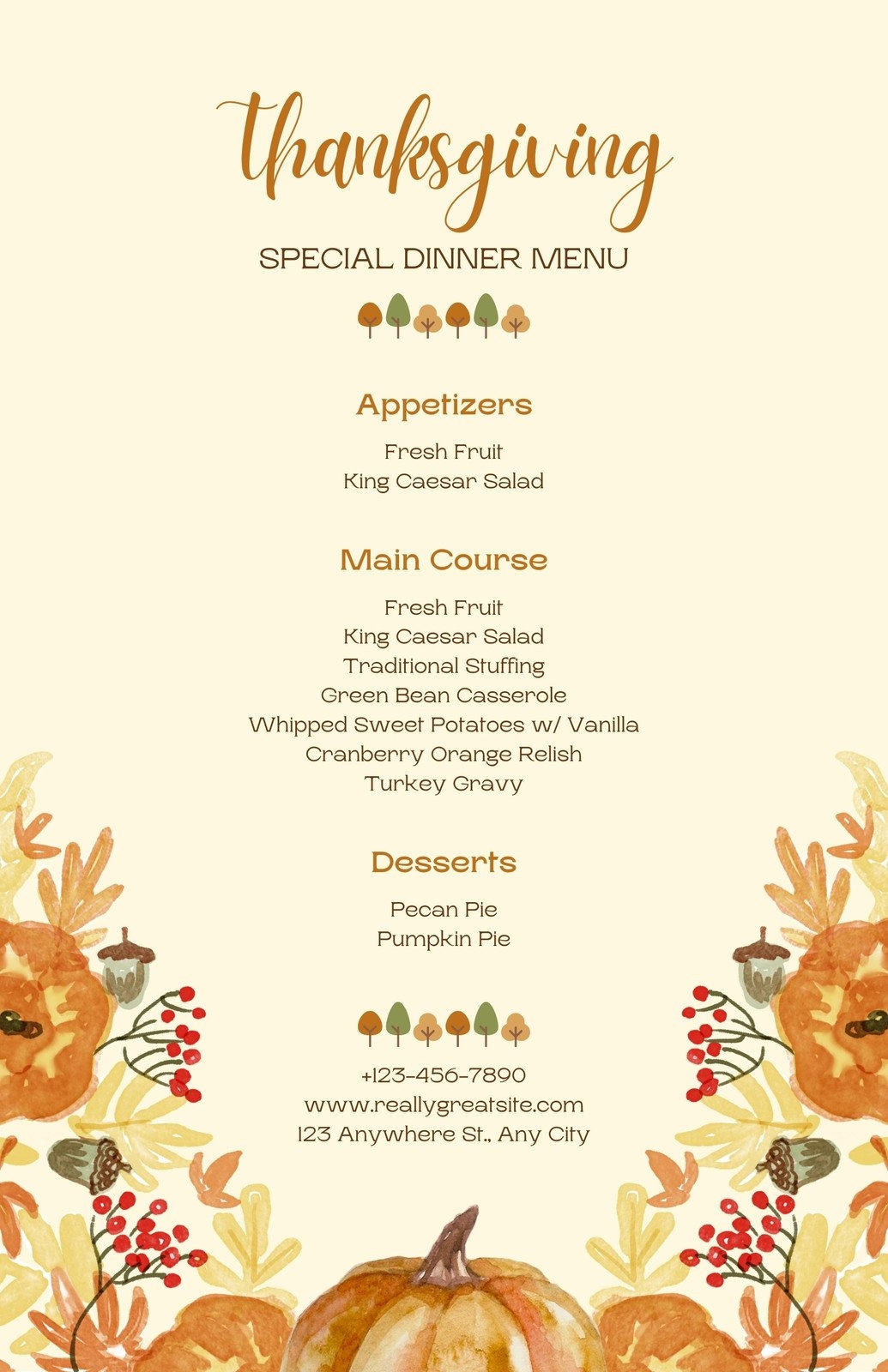 Free Printable Customizable Thanksgiving Menu Templates Canva