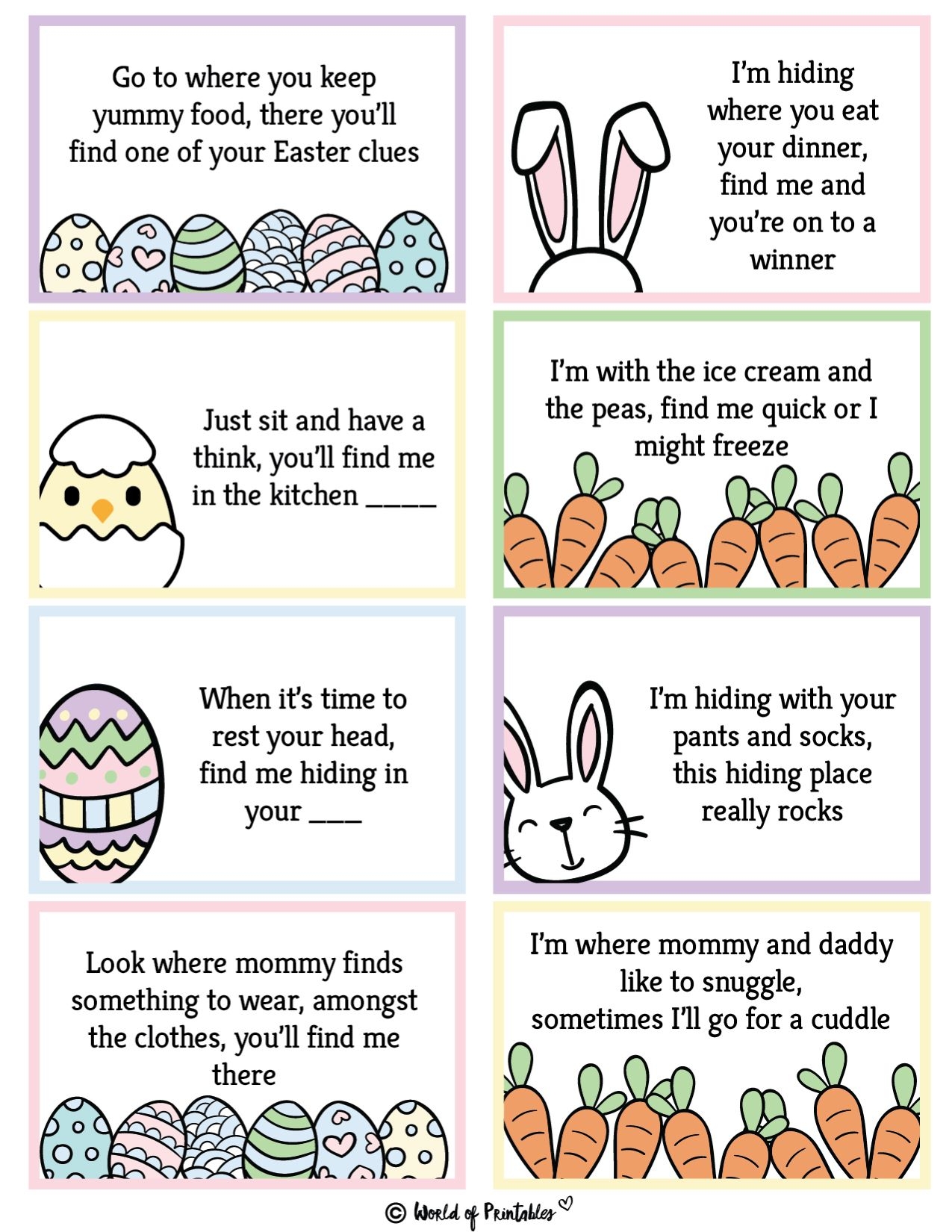 Free Printable Easter Egg Hunt Clues World Of Printables Free Printable Easter Egg Hunt Clues World Of Printables