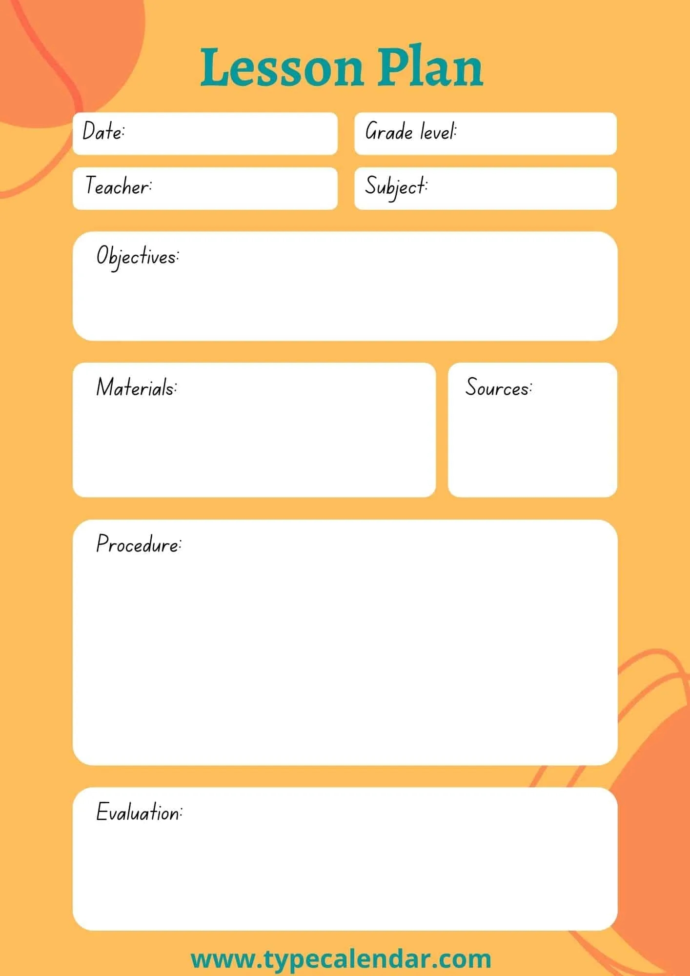 Free Printable Lesson Plan Templates PDF Word Preschool Elementary Free Printable Lesson Plan Templates PDF Word Preschool Elementary