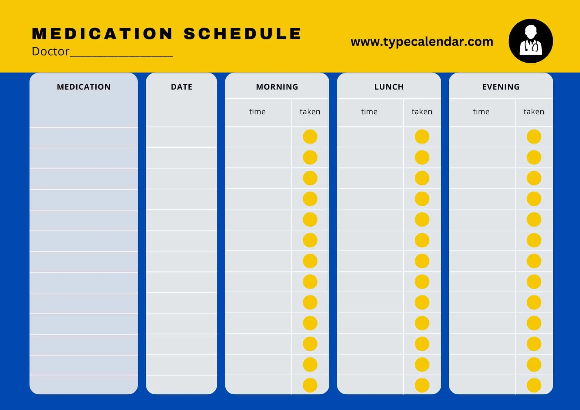 free daily medication chart printable