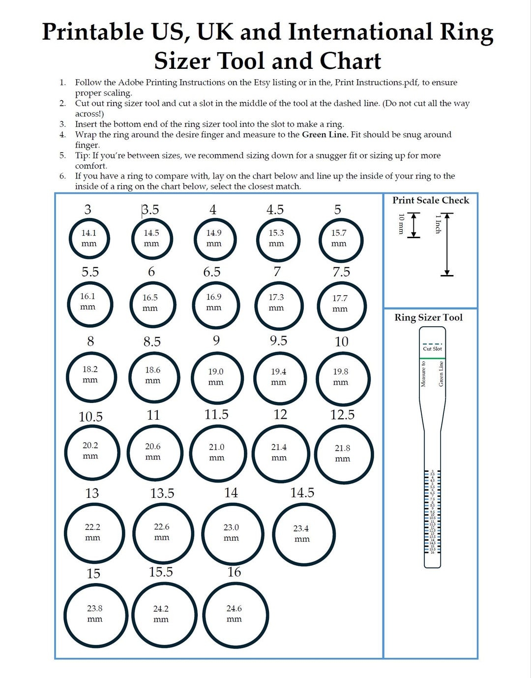 Free Printable Printable Ring Chart Printable Ring Sizer Tool US UK International Size Chart PDF Free Printable Printable Ring Chart Printable Ring Sizer Tool US UK International Size Chart PDF