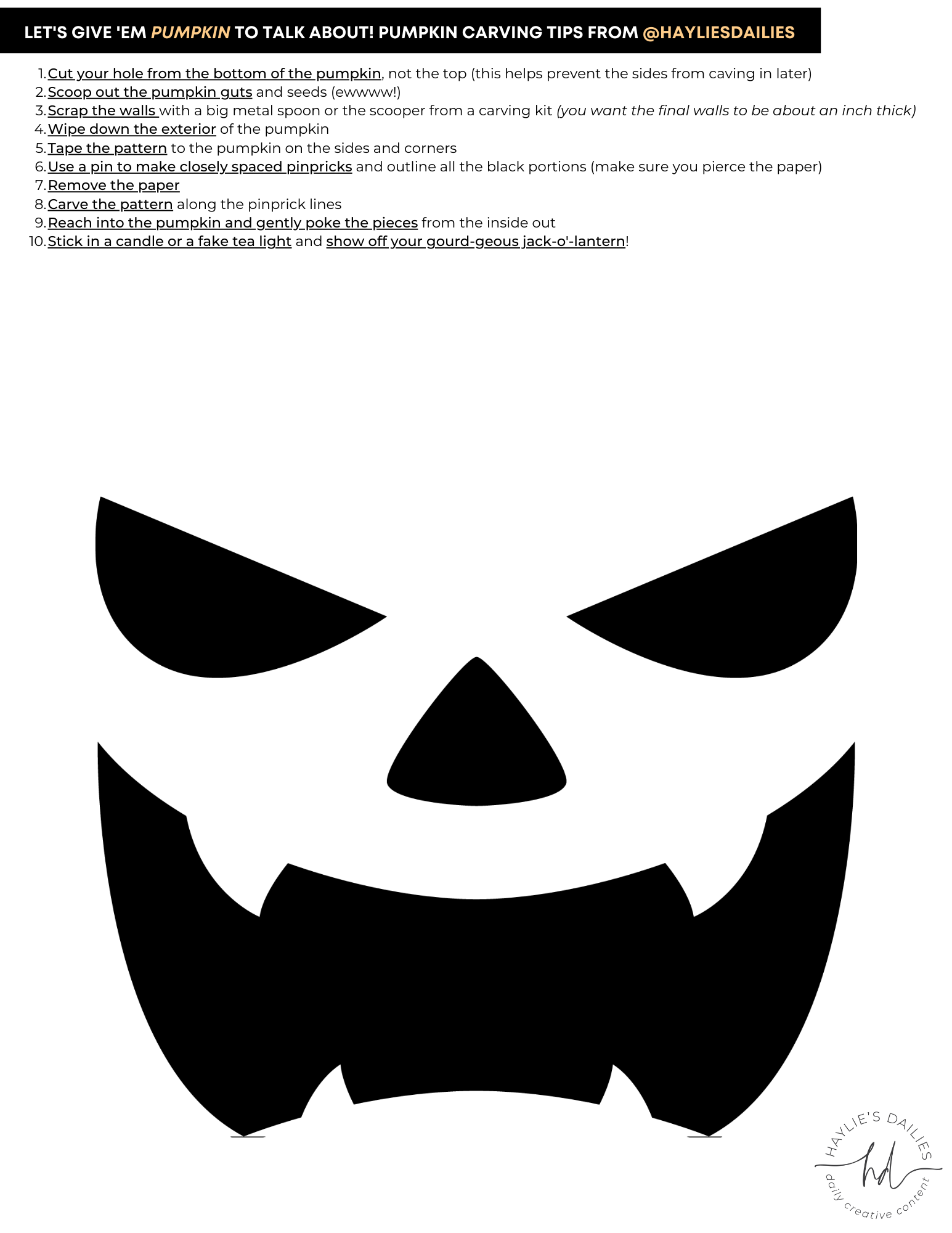 Free Printable Pumpkin Carving Patterns For The Most Boo tiful Jack o Lanterns In Town Haylie s Dailies