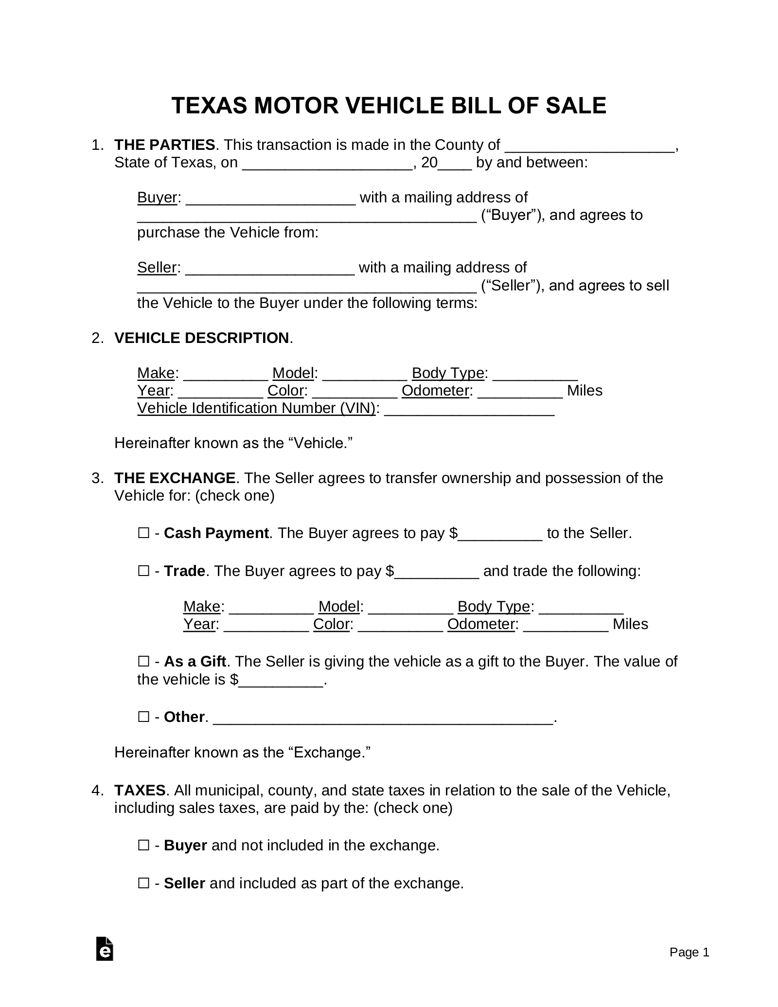 pdf bill of sale