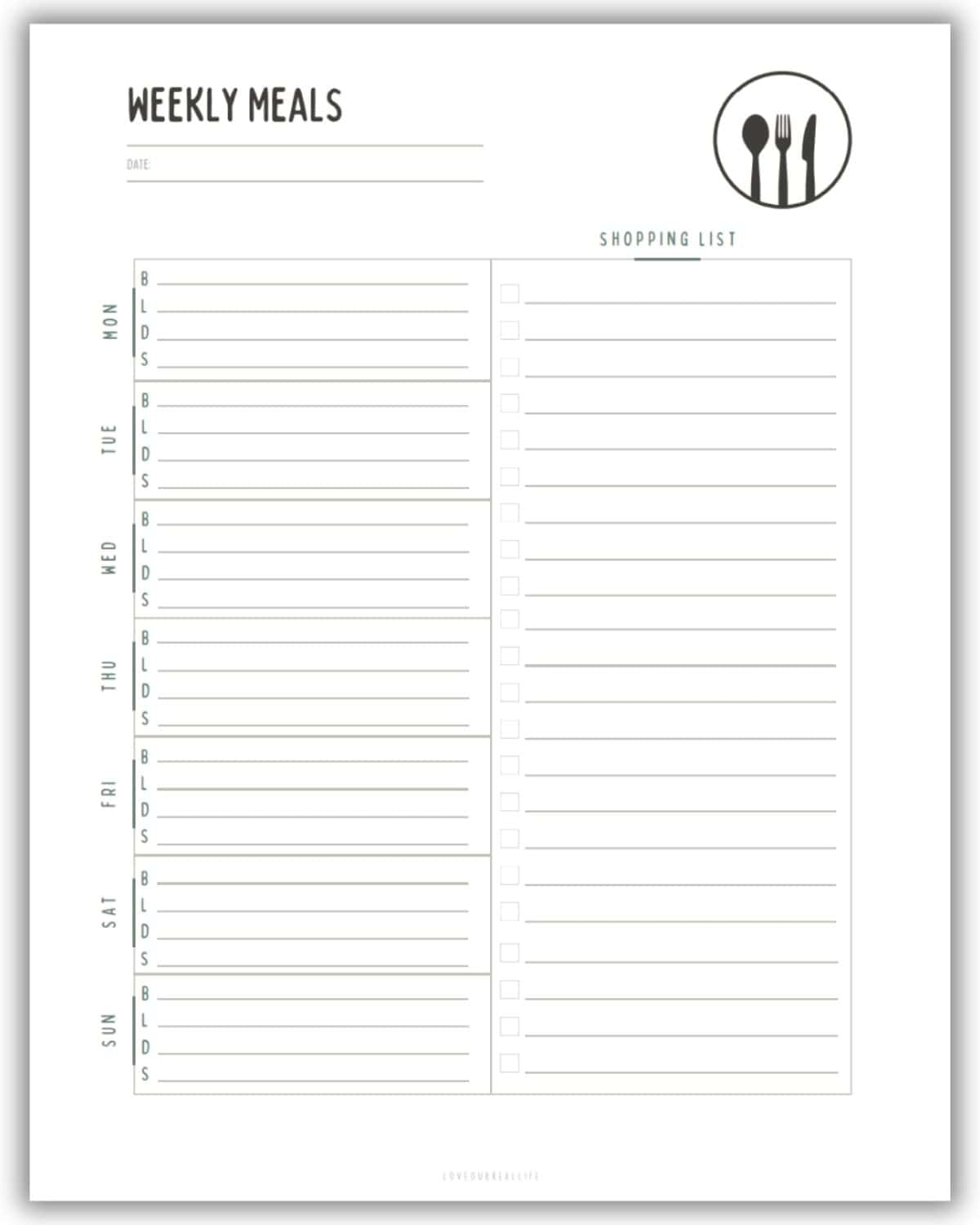 weekly meal planner printable weekly meal planner printable