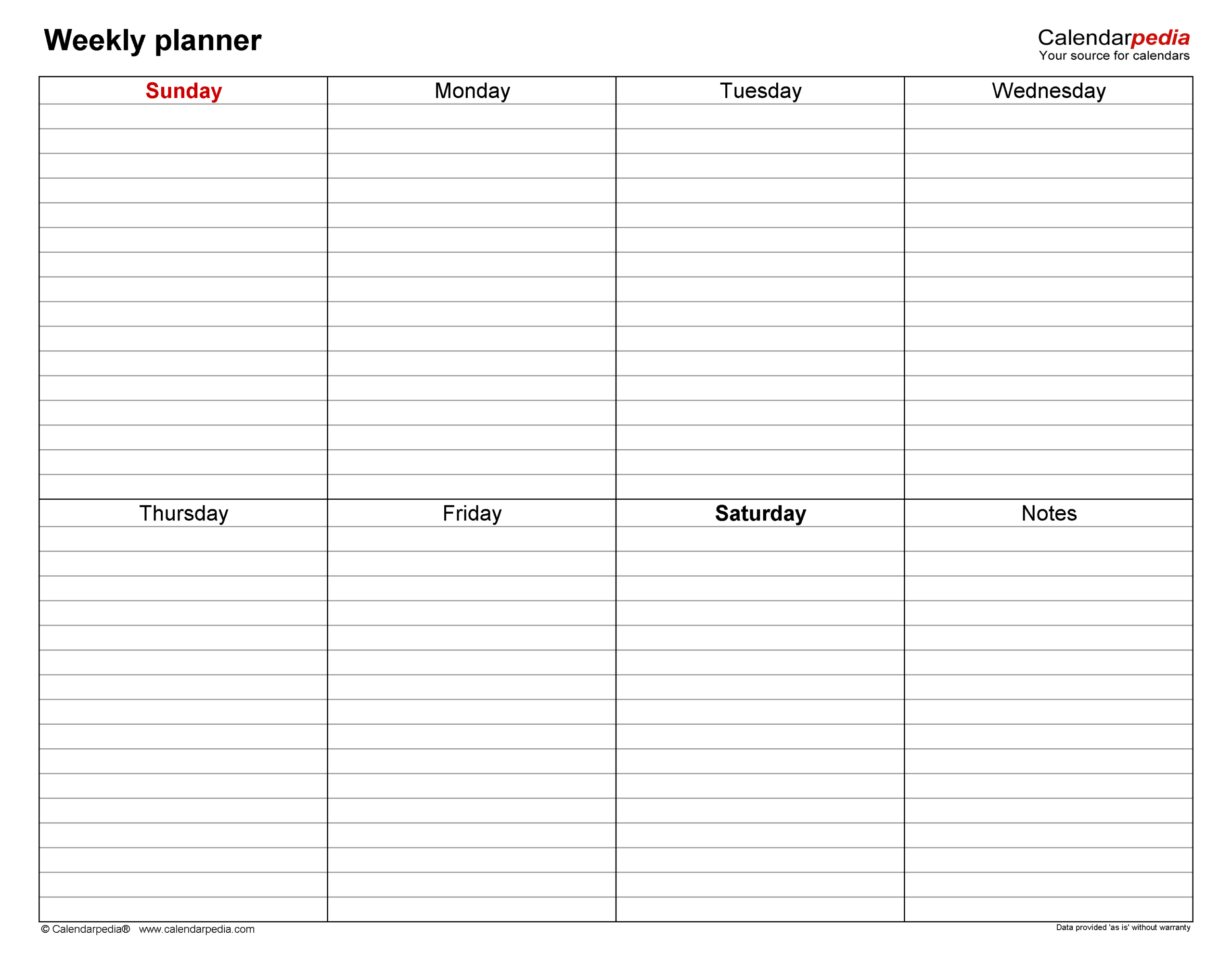 free weekly planner template
