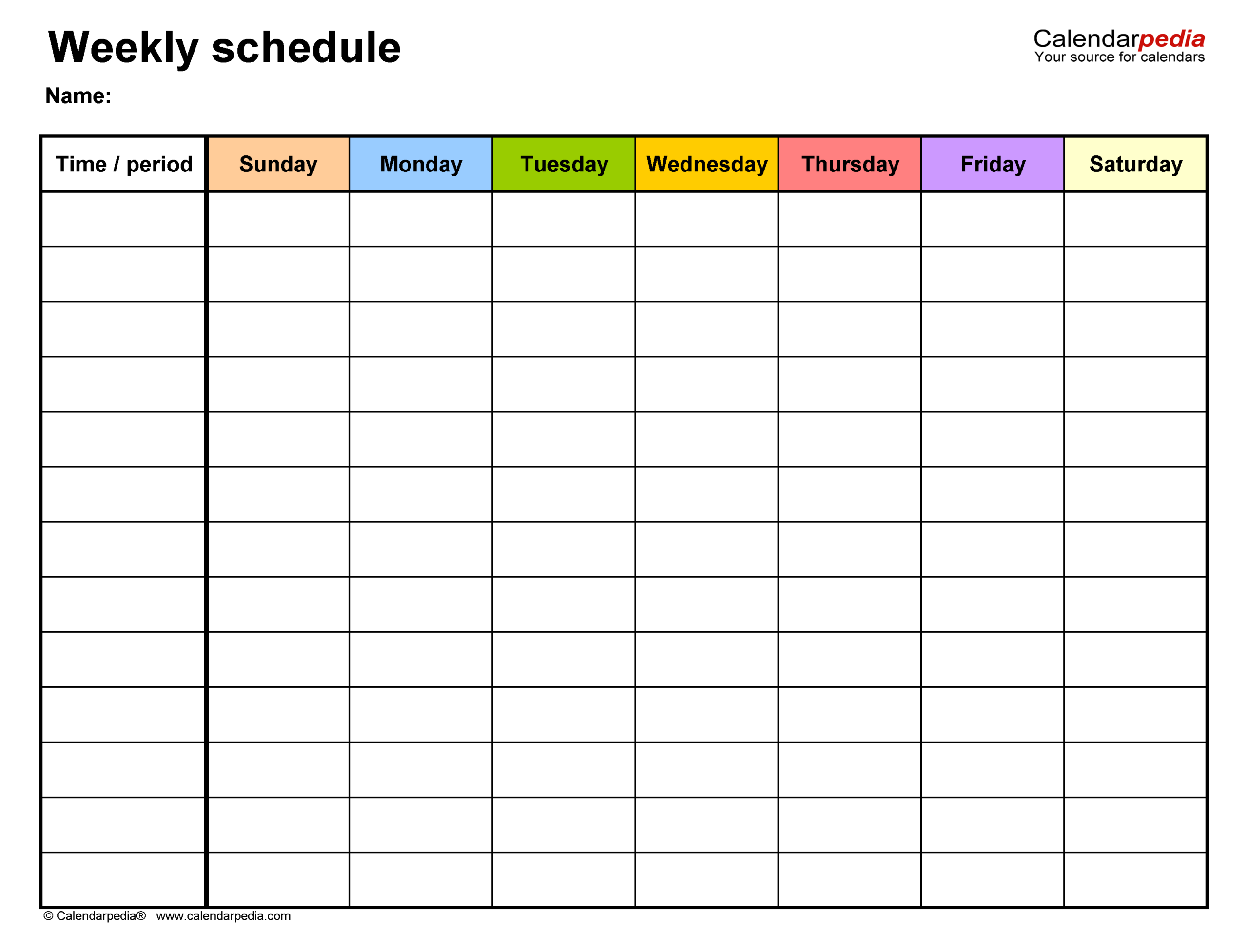 weekly schedule template printable