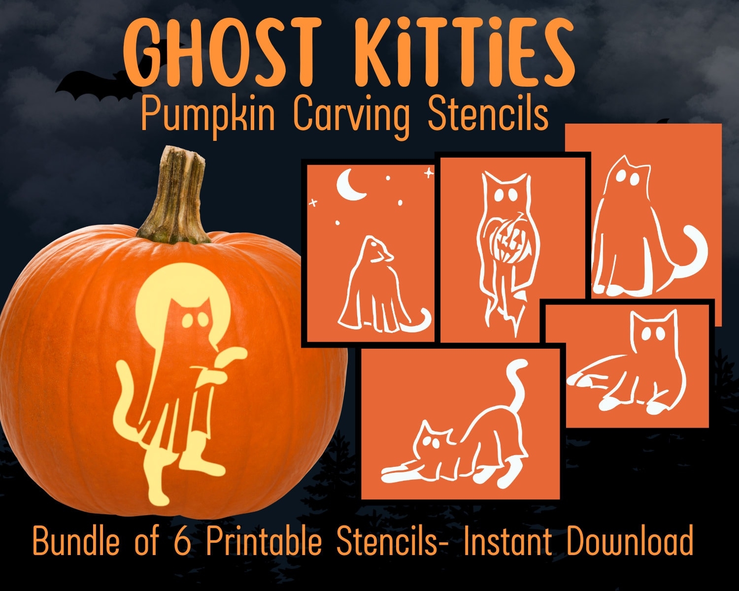 pumpkin carving template cat