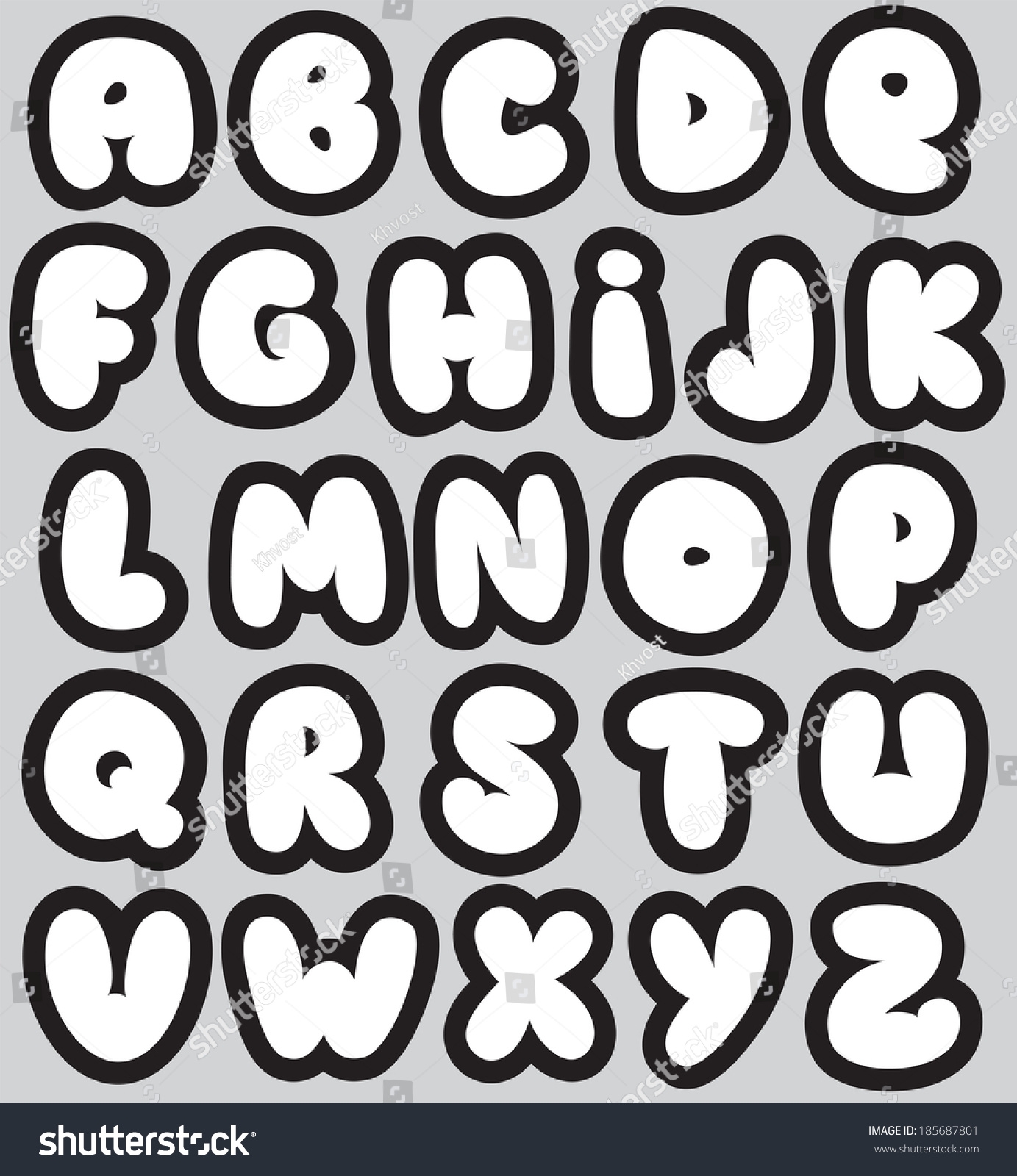 Graffiti Font Alphabet Different Letters Vector Stock Vector Royalty Free 185687801 Shutterstock