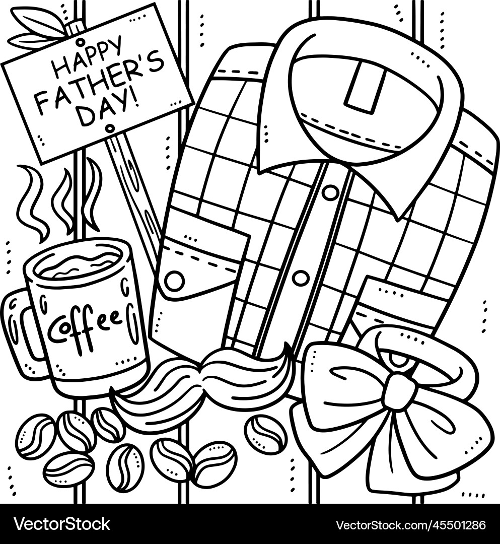 Happy Fathers Day Coloring Page For Kids Royalty Free Vector VectorStock