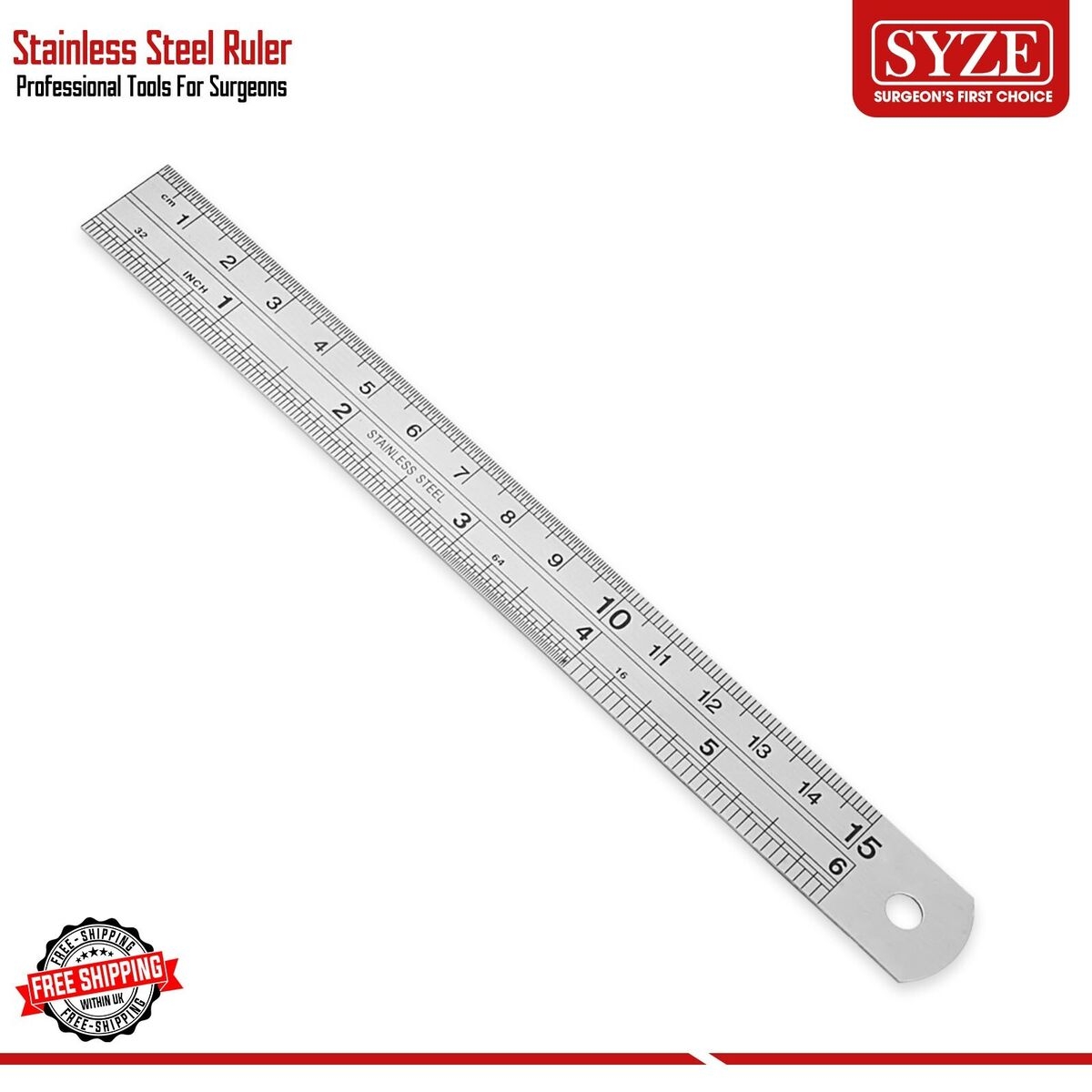 Measuring Ruler 6 15cm 150mm Metal Rule Metric Imperial Actual Size Ruler SYZE EBay