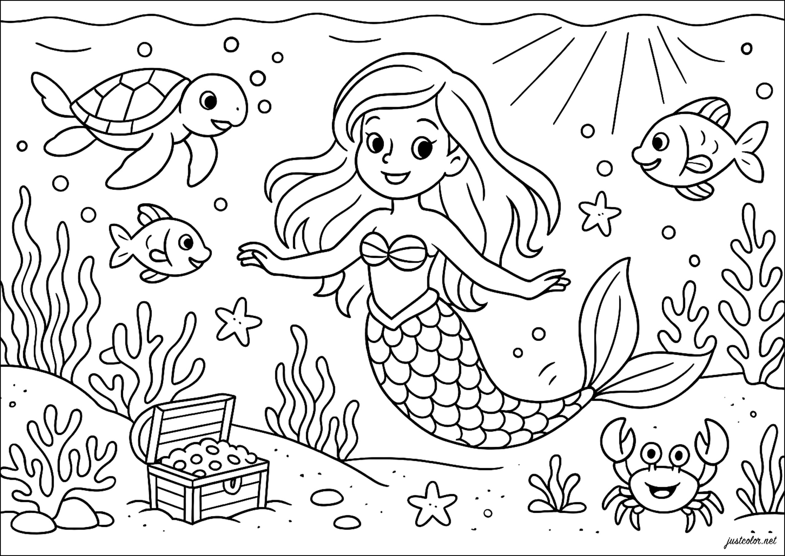 printable colouring pages mermaid