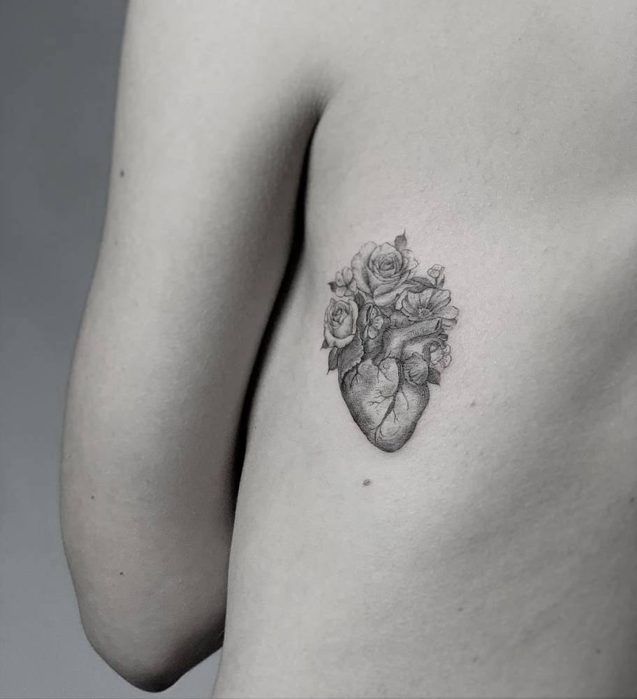 tattoo heart with flowers