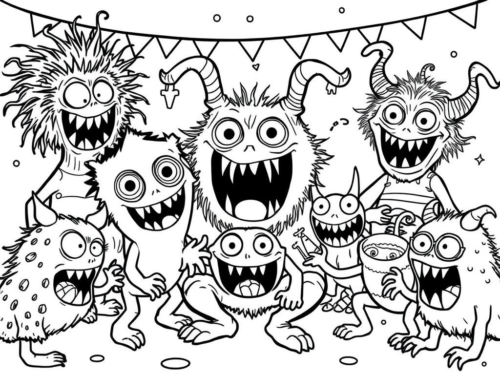 monster colouring in pages
