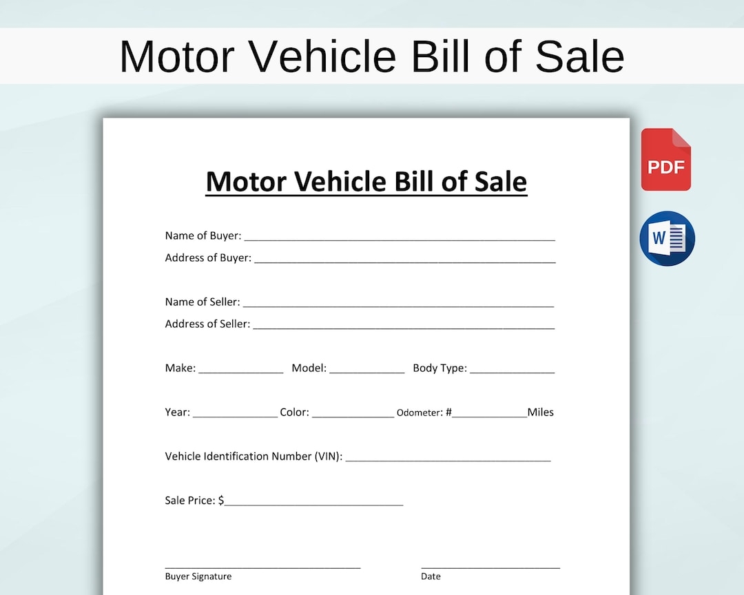 vehicle bill of sale printable