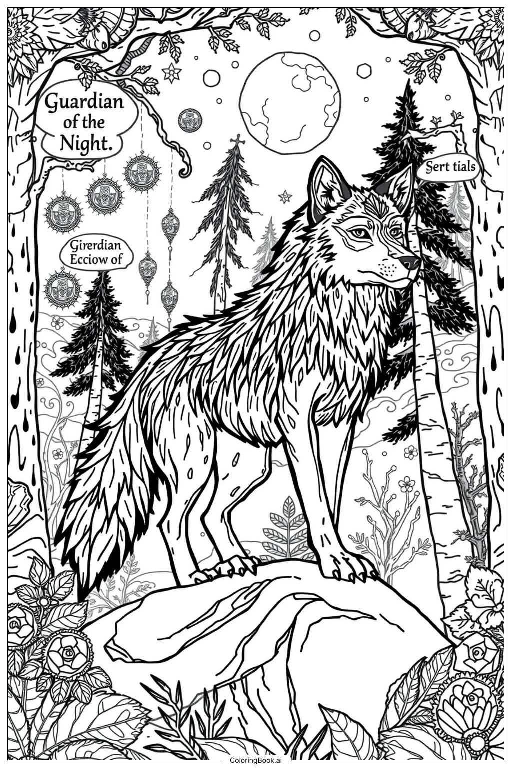 Mythical Lone Wolf Coloring Page Free PDF PNG Printable Mythical Lone Wolf Coloring Page Free PDF PNG Printable