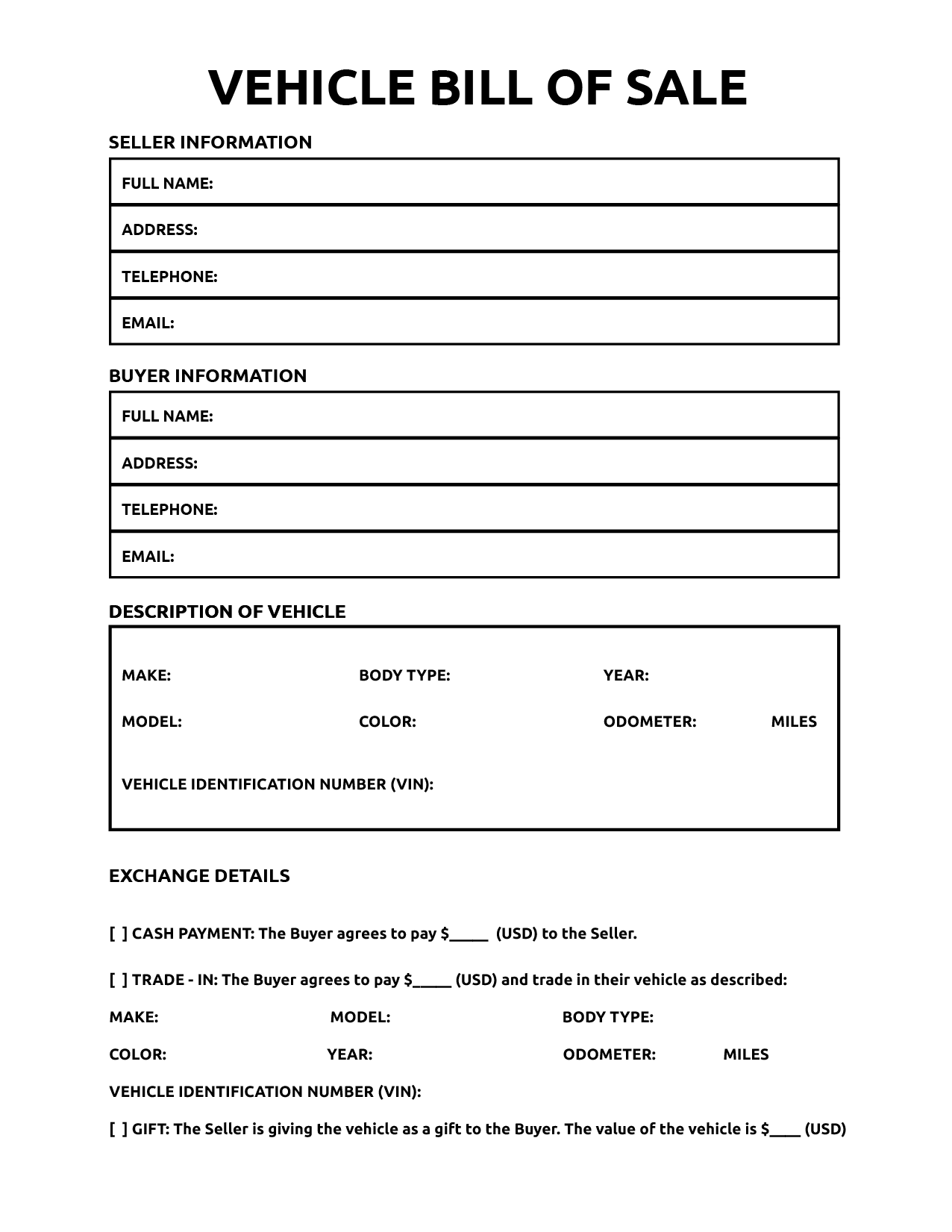 bill of sale template