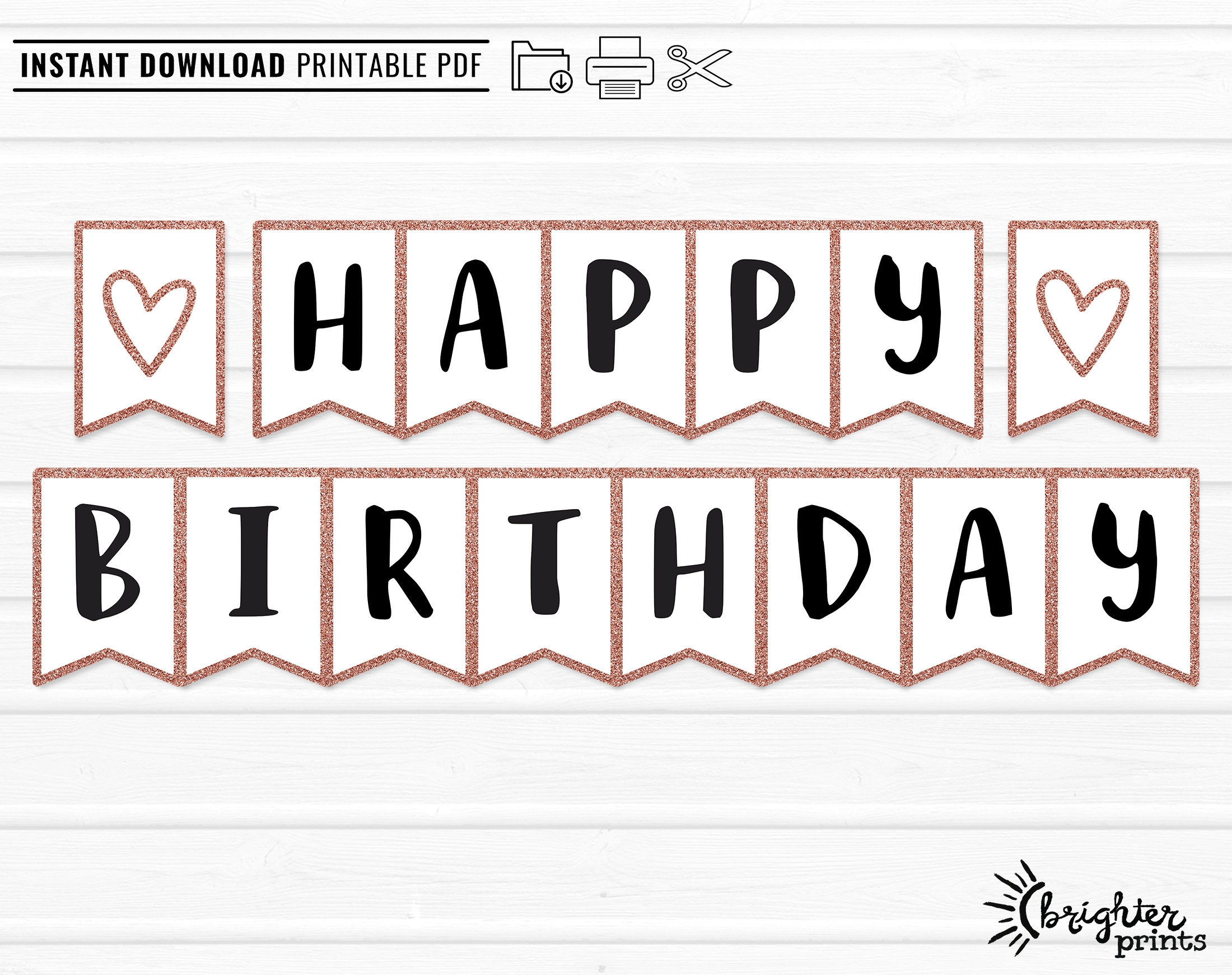 Printable Happy Birthday Banner INSTANT DOWNLOAD DIY Rose Gold Bday Party Decor Etsy Printable Happy Birthday Banner INSTANT DOWNLOAD DIY Rose Gold Bday Party Decor Etsy