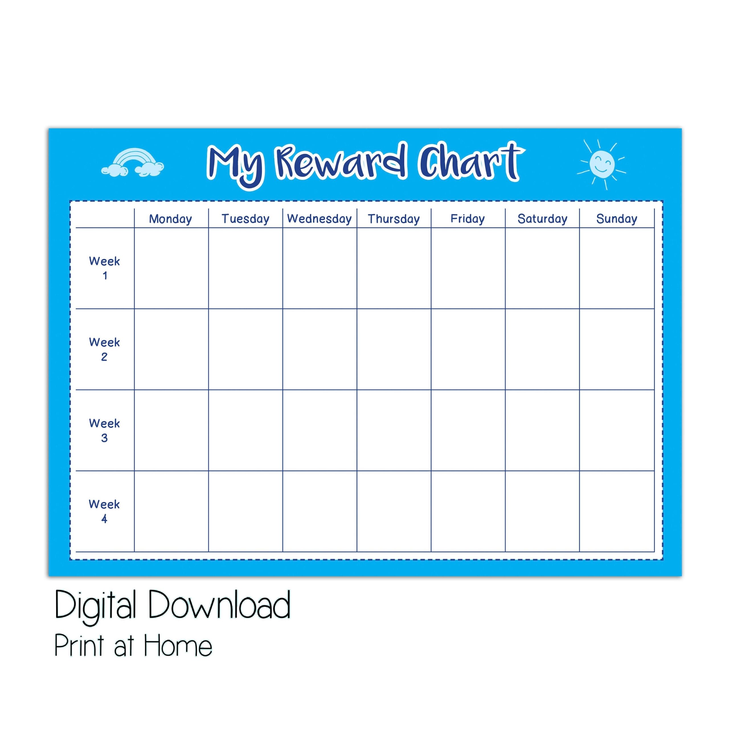Printable Reward Chart Kids Reward Chart Printable Boys Reward Chart Good Behaviour Reward Toddler Reward Chart Simple Reward Chart Etsy