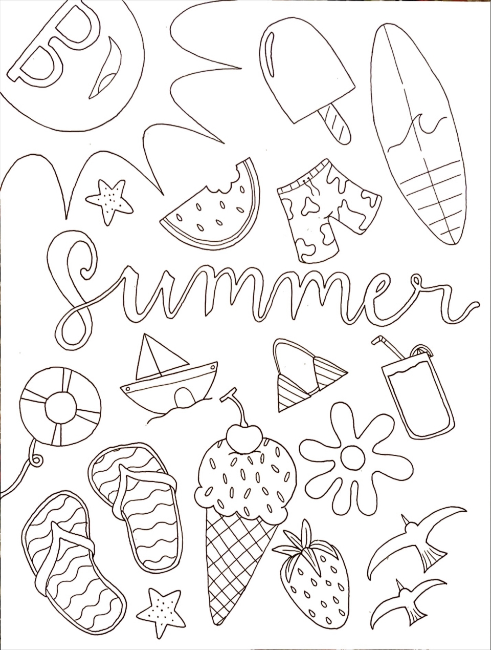 cute summer coloring pages