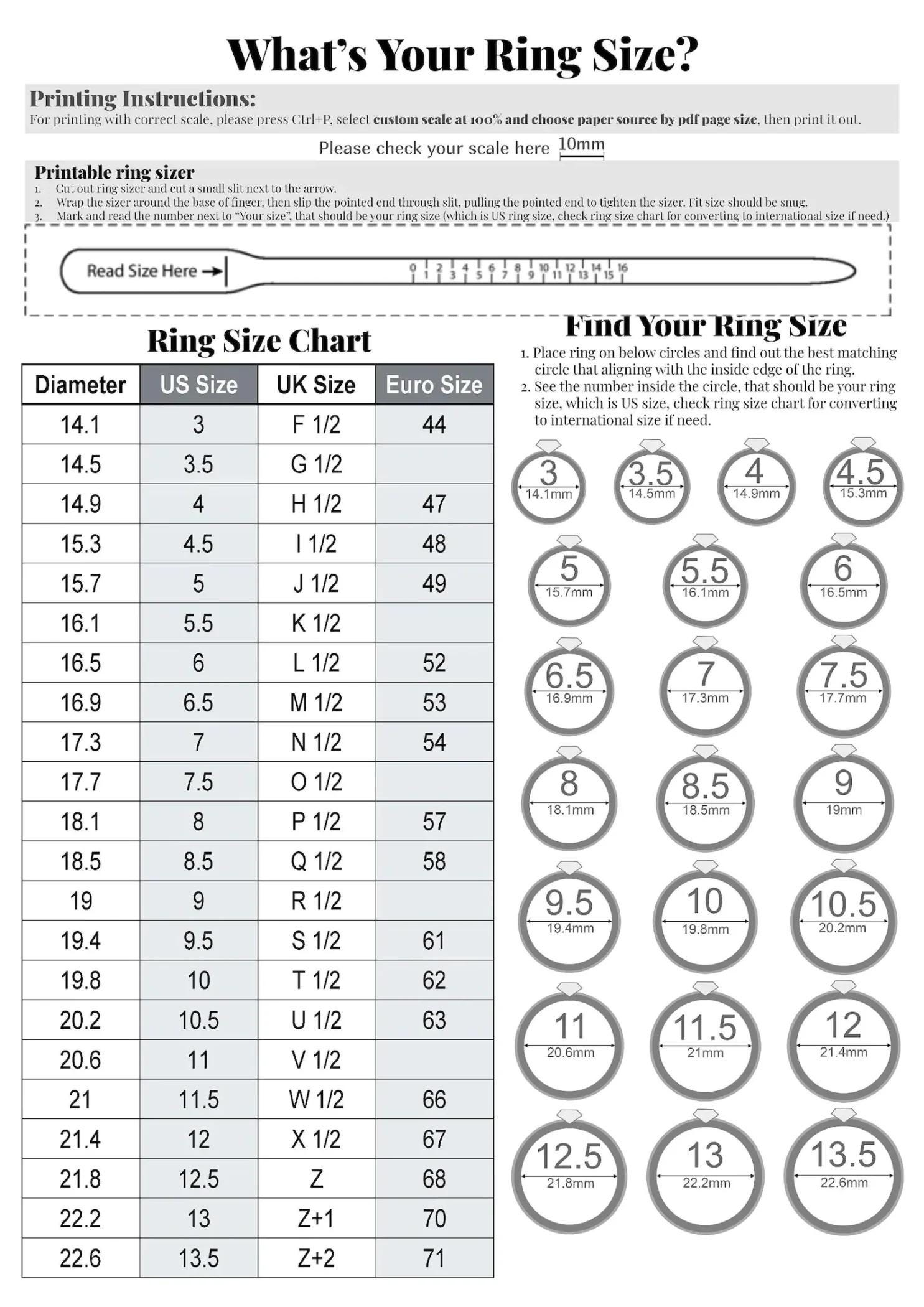 Ring Chart Inches Around Finger Ring Size Inches How To Measure Ring Size Us Size For