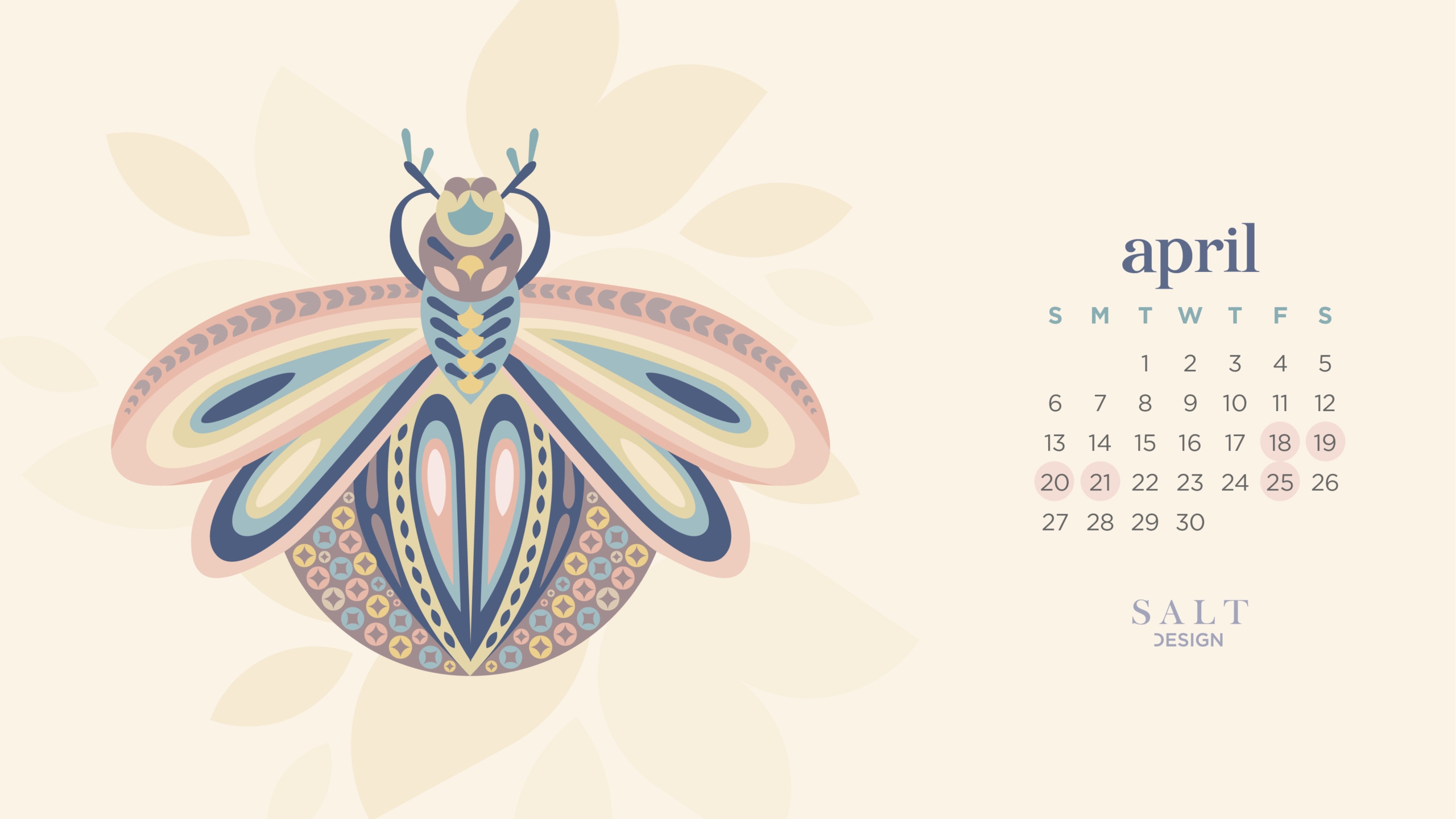 Salt Design 2025 April Calendar FREE Wallpaper Salt Design Brisbane Graphic Design