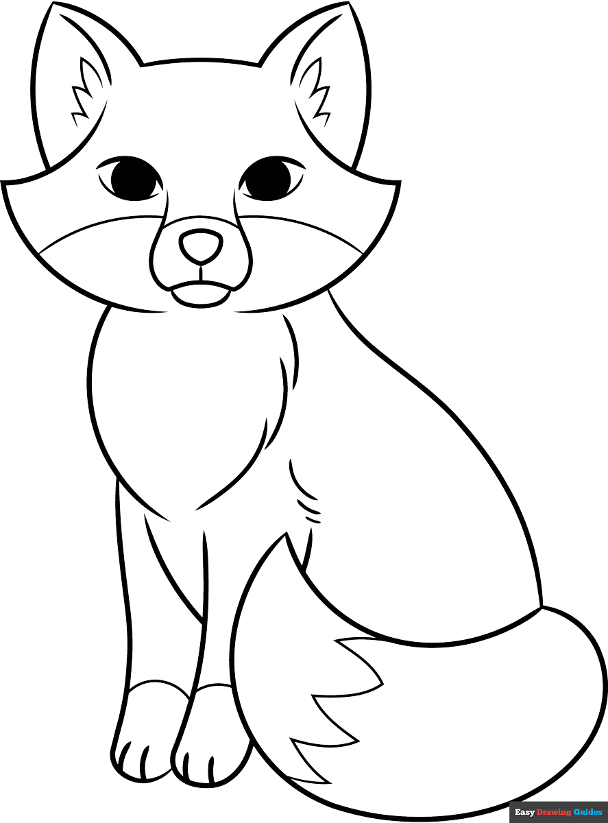 Simple Fox Coloring Page Easy Drawing Guides