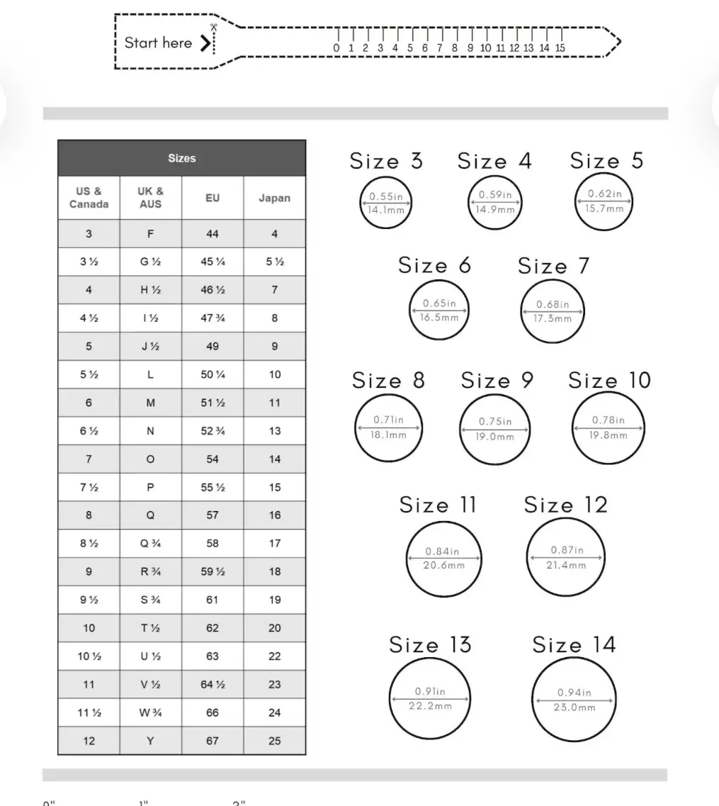 Size Guide Measuring A Ring With A Ruler Chart Printable How To Measure Ring Size Printable