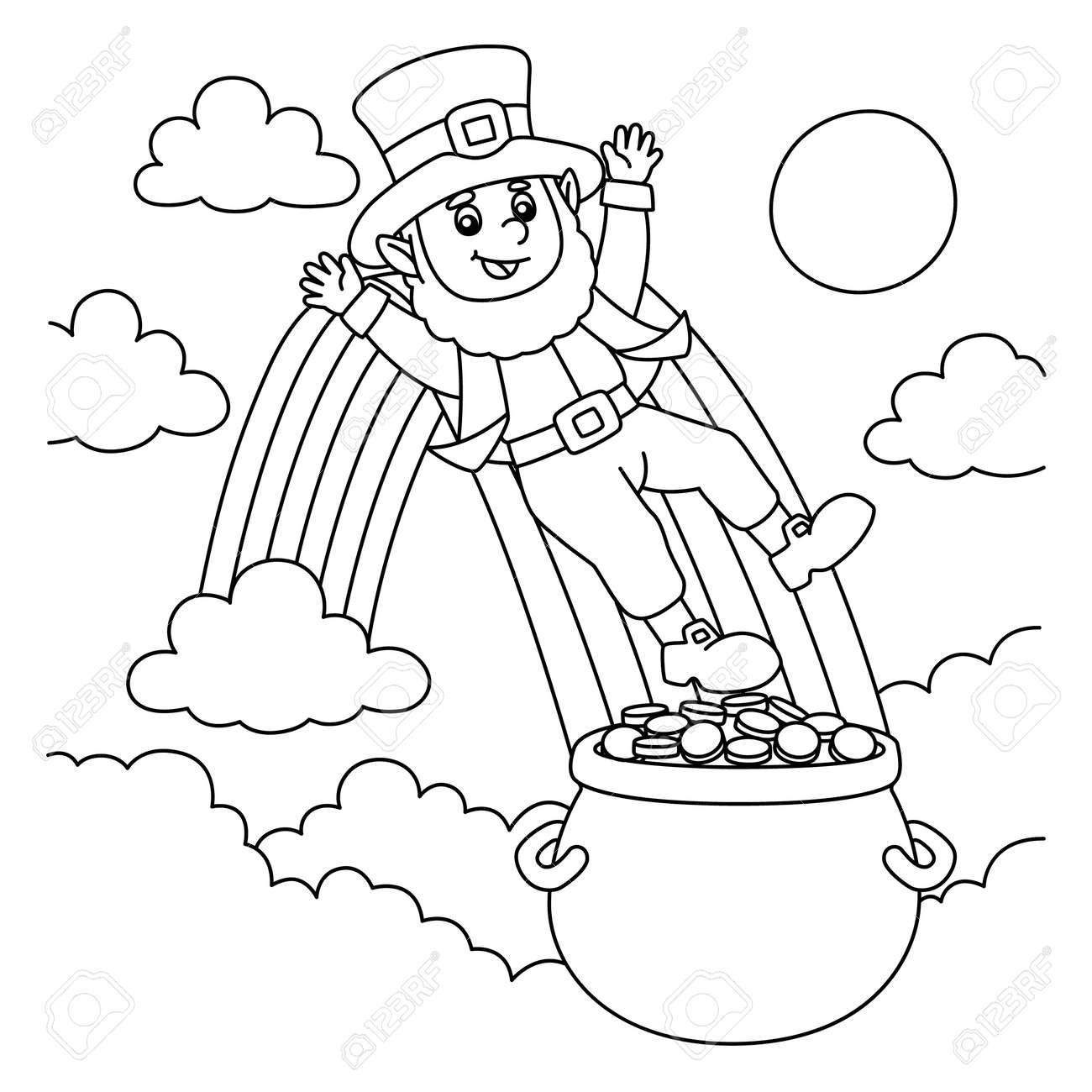 St Patricks Day Leprechaun Coloring Page For Kids Royalty Free SVG Cliparts Vectors And Stock Illustration Image 179118734 