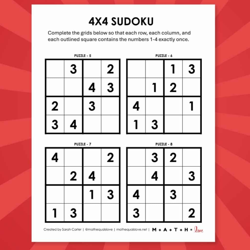 free printable sudoku puzzles