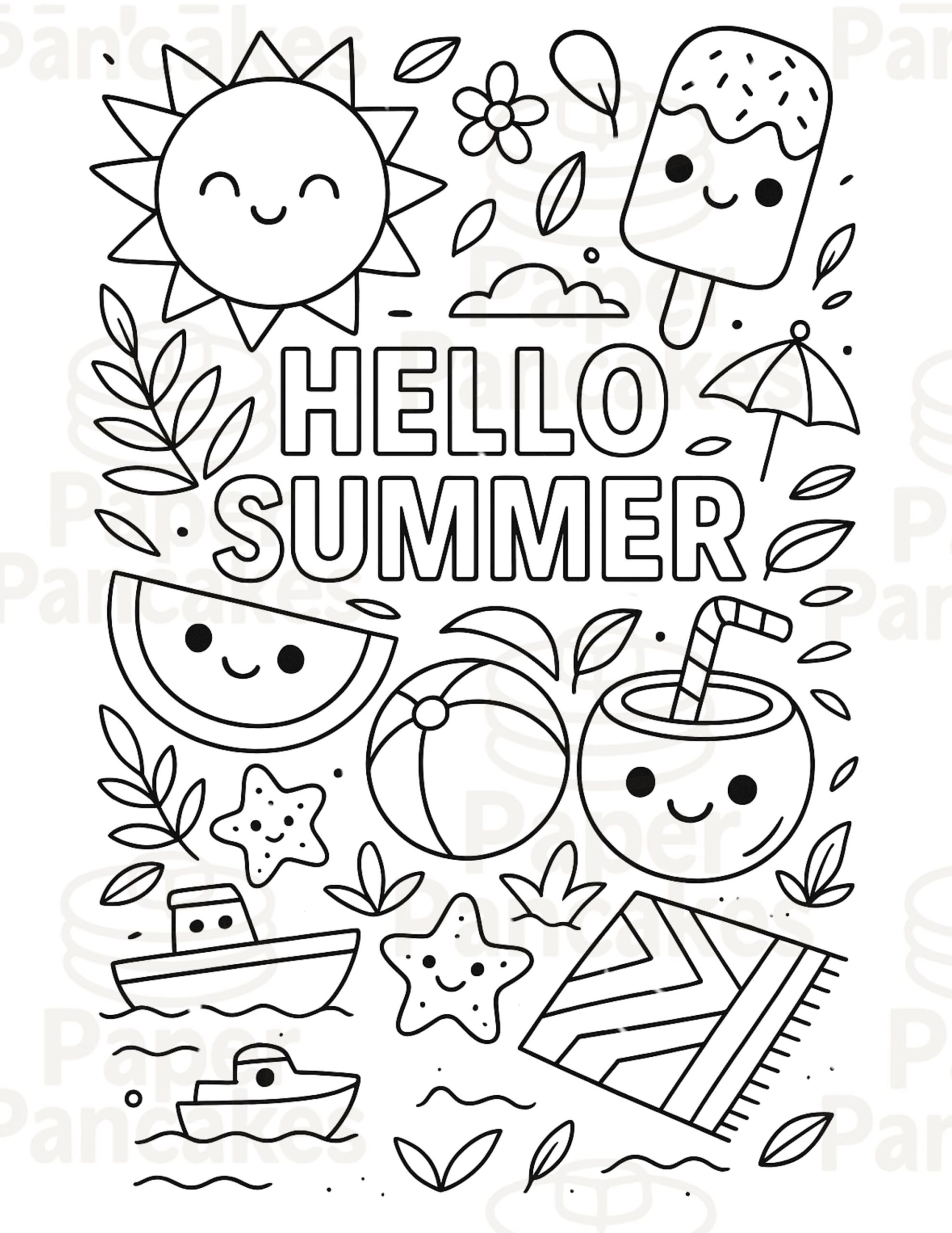 Summer Coloring Page Printable PNG Summer Activity Sheet For Kids Instant Download Preschool Activity Coloring Page Etsy