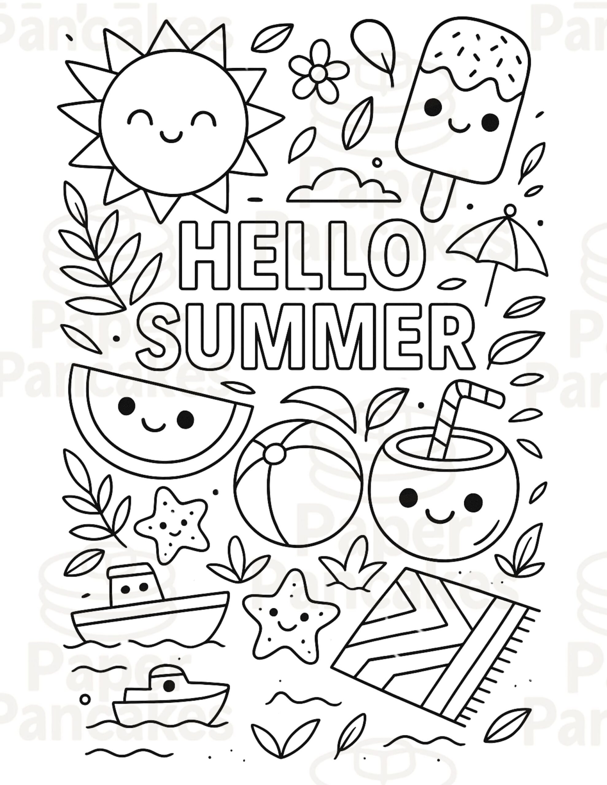 Summer Coloring Page Printable PNG Summer Activity Sheet For Kids Instant Download Preschool Activity Coloring Page Etsy