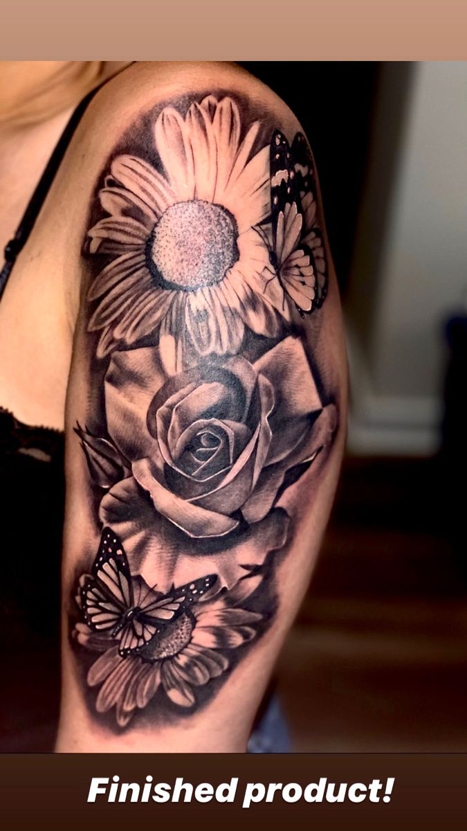 tattoo butterfly and rose