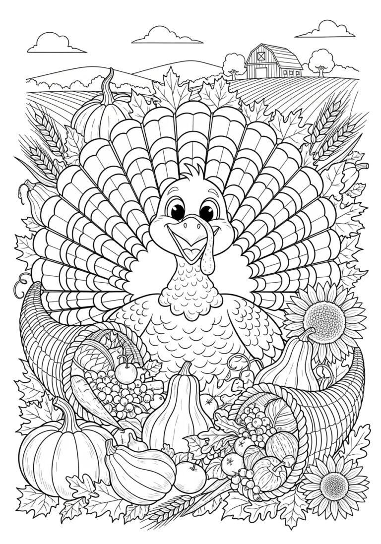 Thanksgiving Day Color Sheet Festive Fun Printable