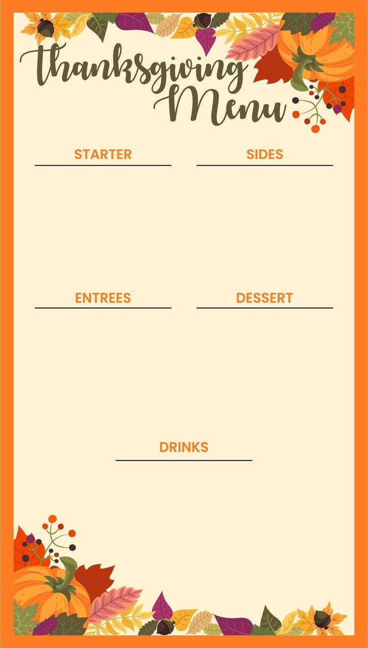 thanksgiving day menu template