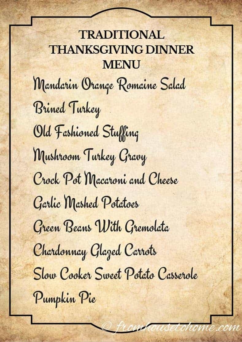 The Best Traditional Thanksgiving Dinner Menu And Meal Planner