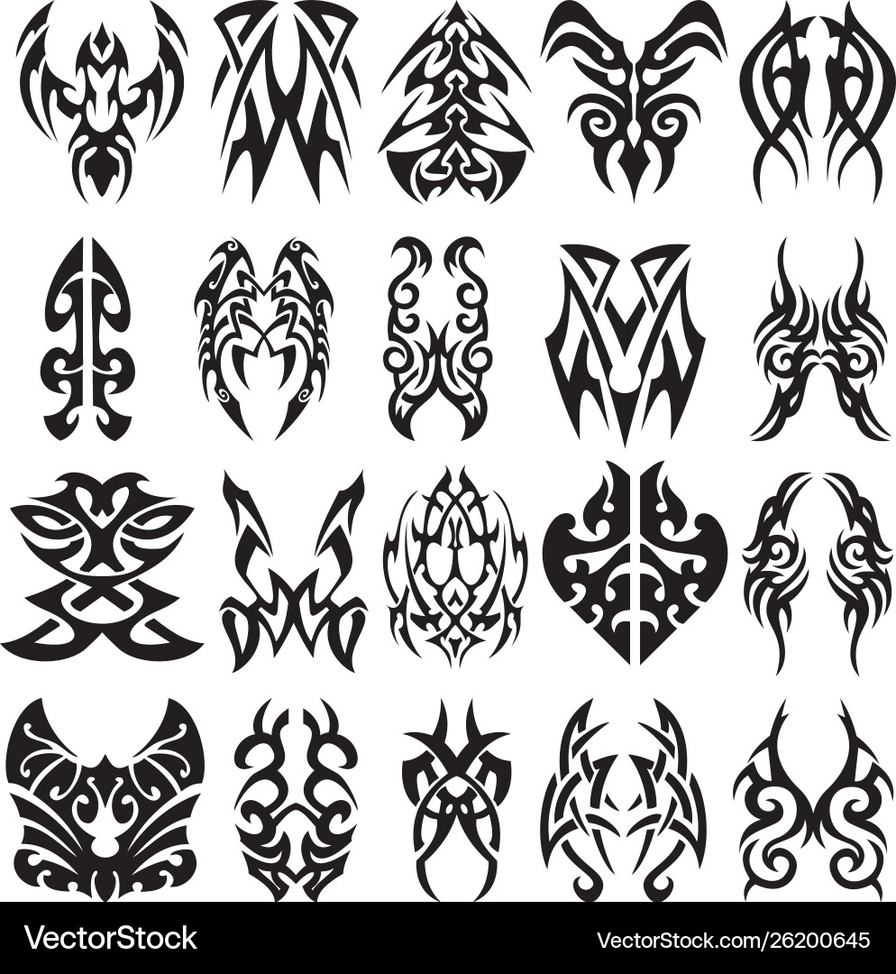 Tribal Tattoo Patterns Swirls Royalty Free Vector VectorStock