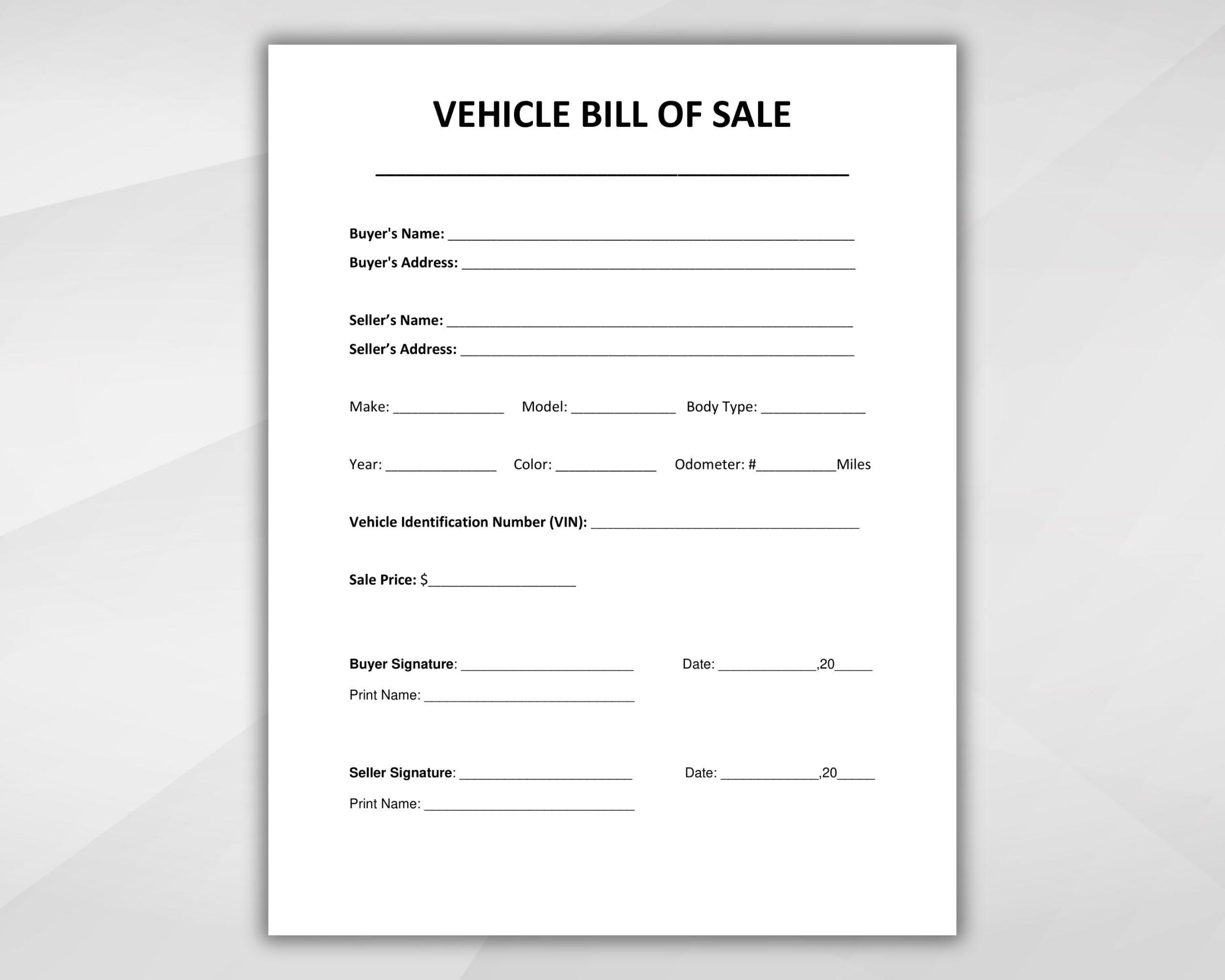 Vehicle Bill Of Sale Printable Motor Vehicle Sale Contract Vehicle Bill Of Sale Template Editable Google Docs WORD PDF Instant Download Etsy Israel