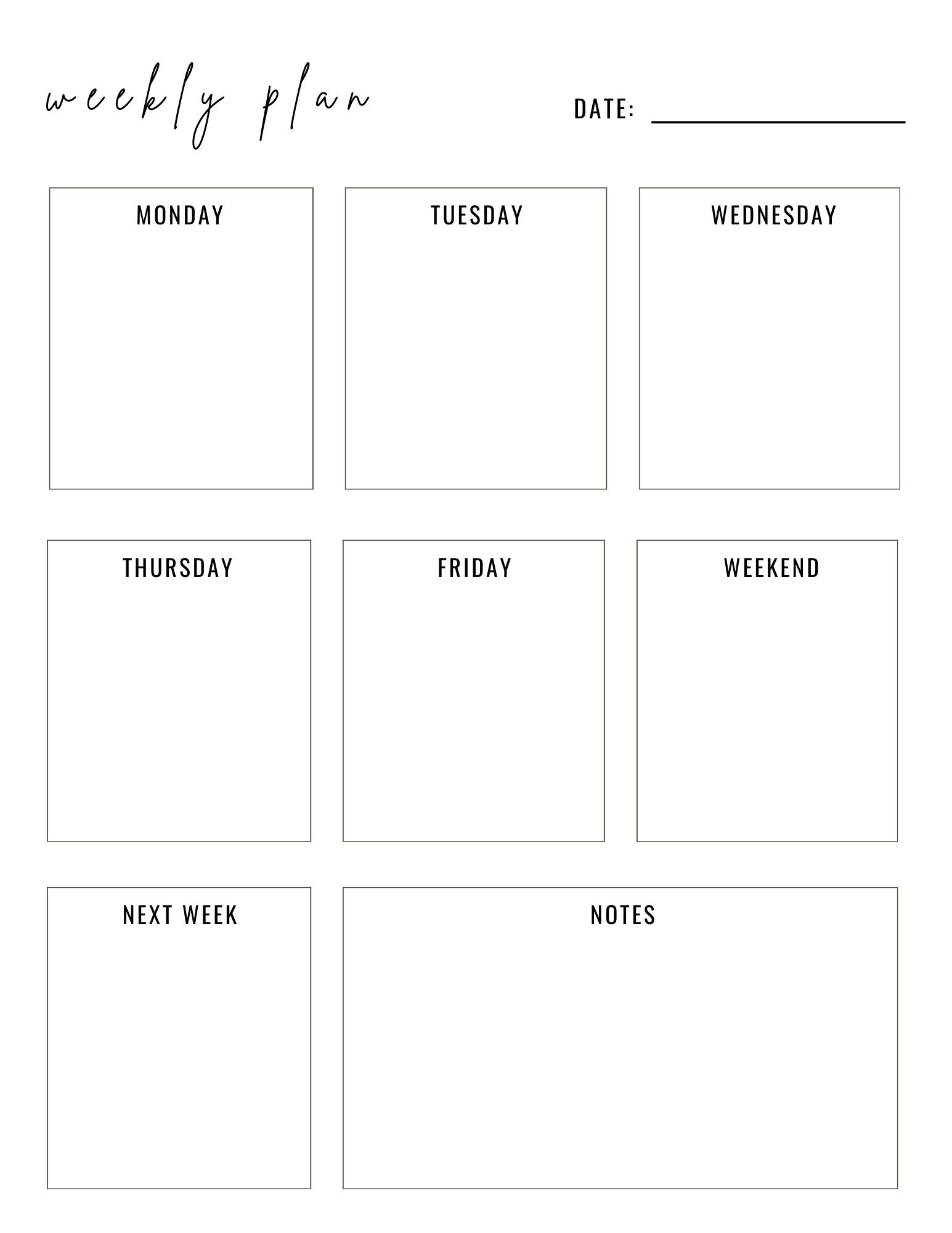 free printable weekly planner